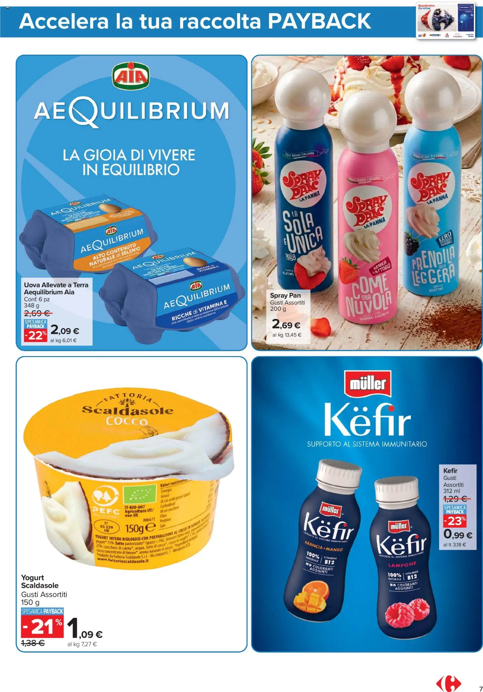 Anteprima dell'opuscolo Carrefour volantino Market - Punti Sprint Payback dal negozio Carrefour valido da 23/10/2026 - Zucchero, Yogurt, Lampone, Uova, Arancia, Panna, Ingredienti, Succo