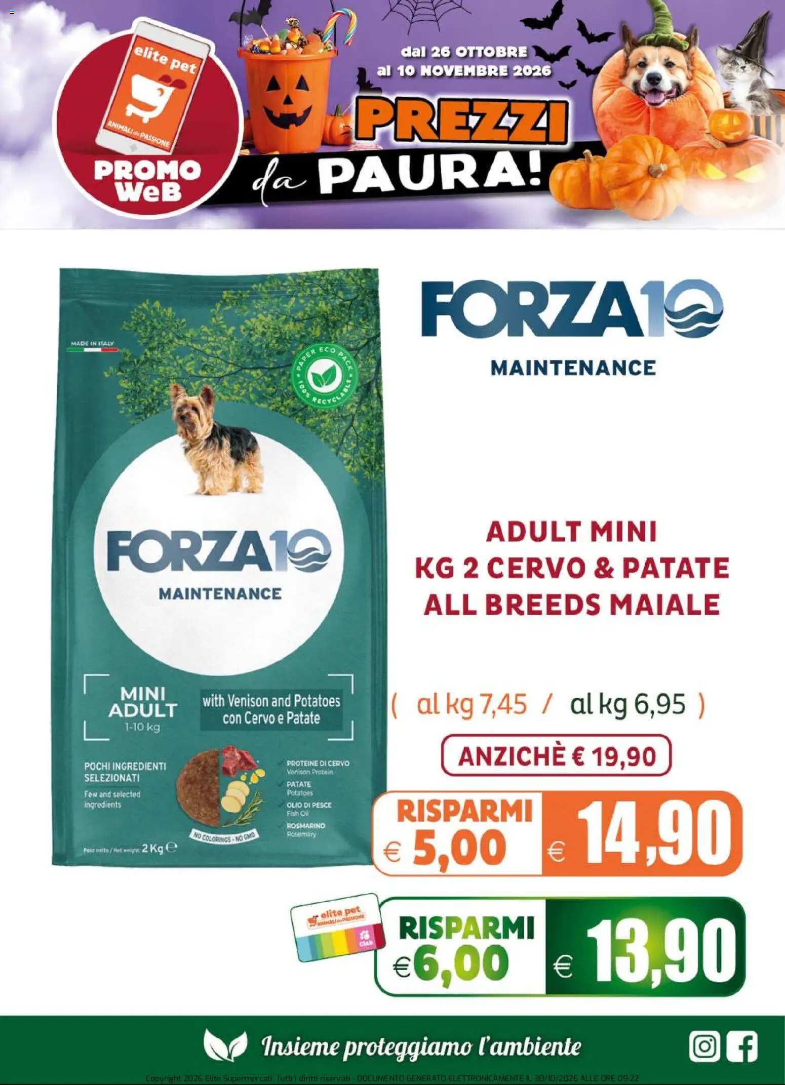 Anteprima dell'opuscolo Elite Supermercati volantino Pet dal negozio Elite Supermercati valido da 26/10/2026 - Pesce, Maiale, Olio, Rosmarino, Patate, Pere, Ingredienti, Olio di pesce