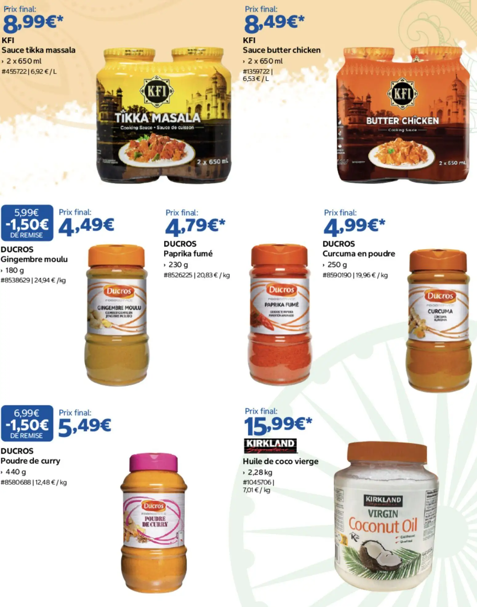 Prévisualisation de Costco Célébrer Diwali du magasin Costco formulaire valide 27/10/2026 - Coco, Gingembre, Curcuma, Paprika, Curry, Huile de coco, Huile, Poudre