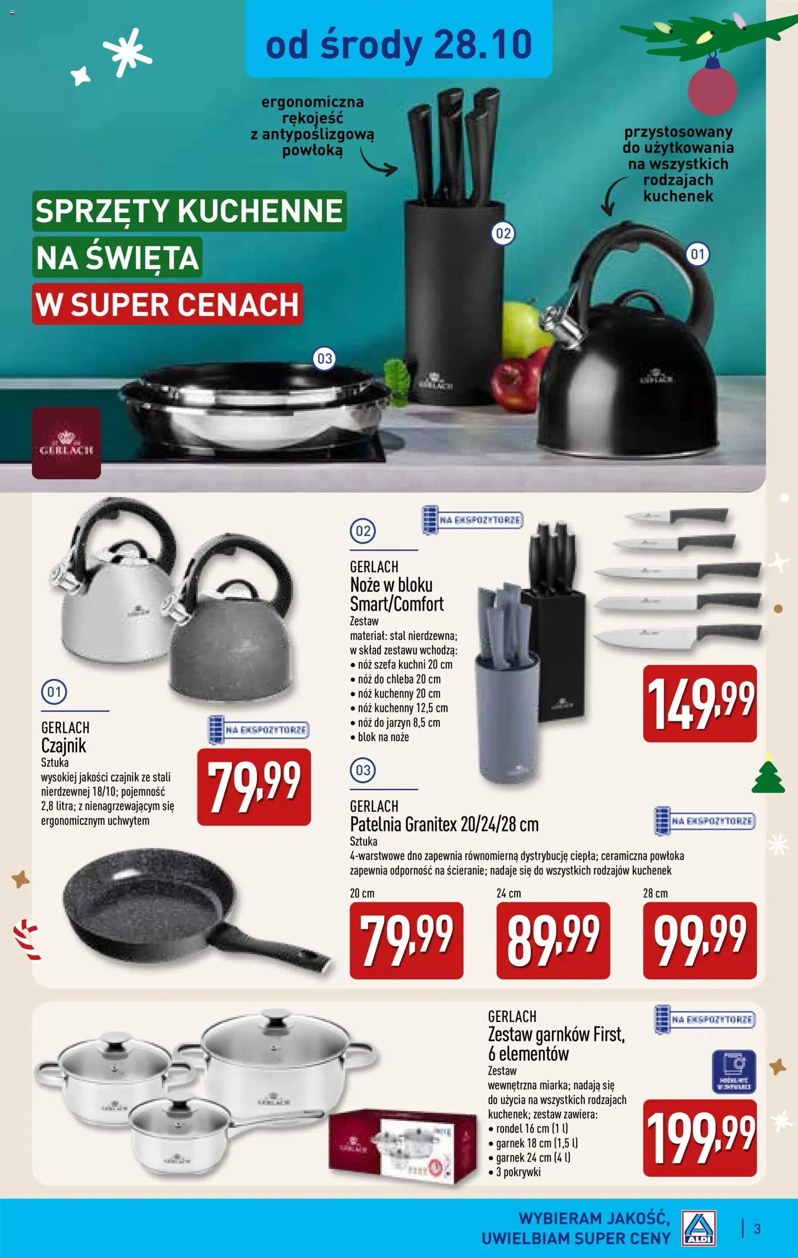 Pogląd gazetki "Aldi gazetka - Katalog prezentowy" ze sklepu Aldi ważnej od 28.10.2026 - Czajnik, Patelnia, Garnek, Noże