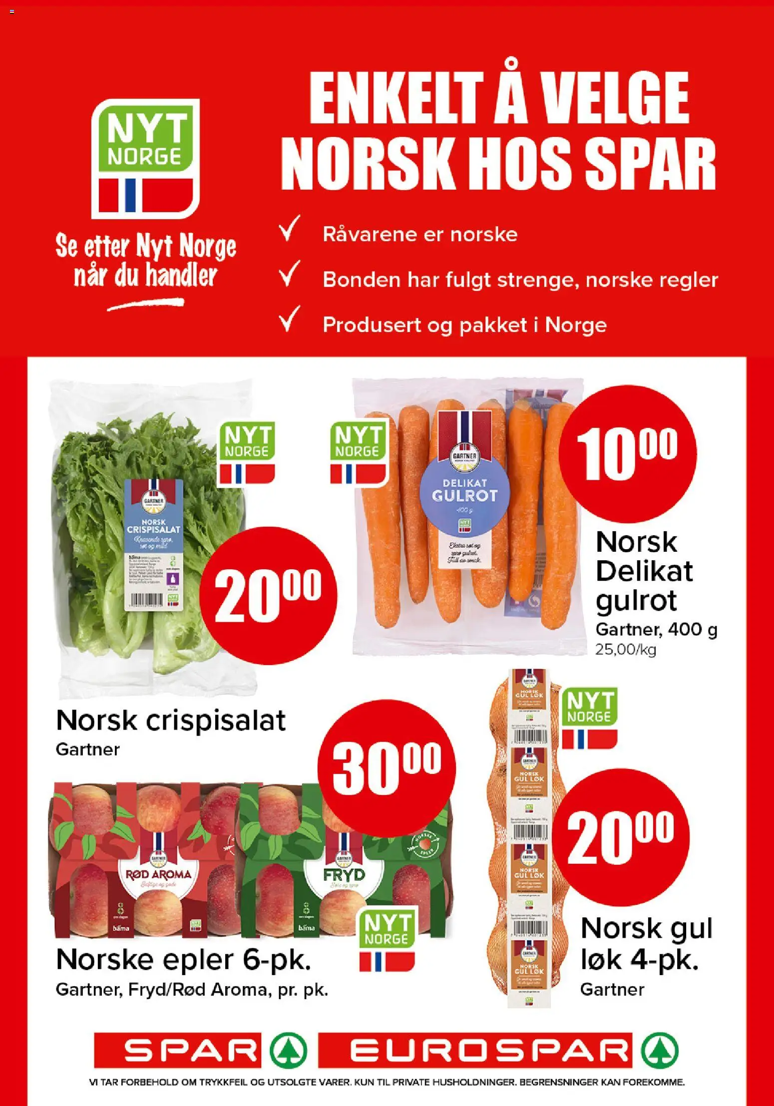 Forhåndsvis Spar kundeavis fra butikk Spar gyldig fra 19/10/2026 - Epler, Gulrot, Løk, Crispisalat