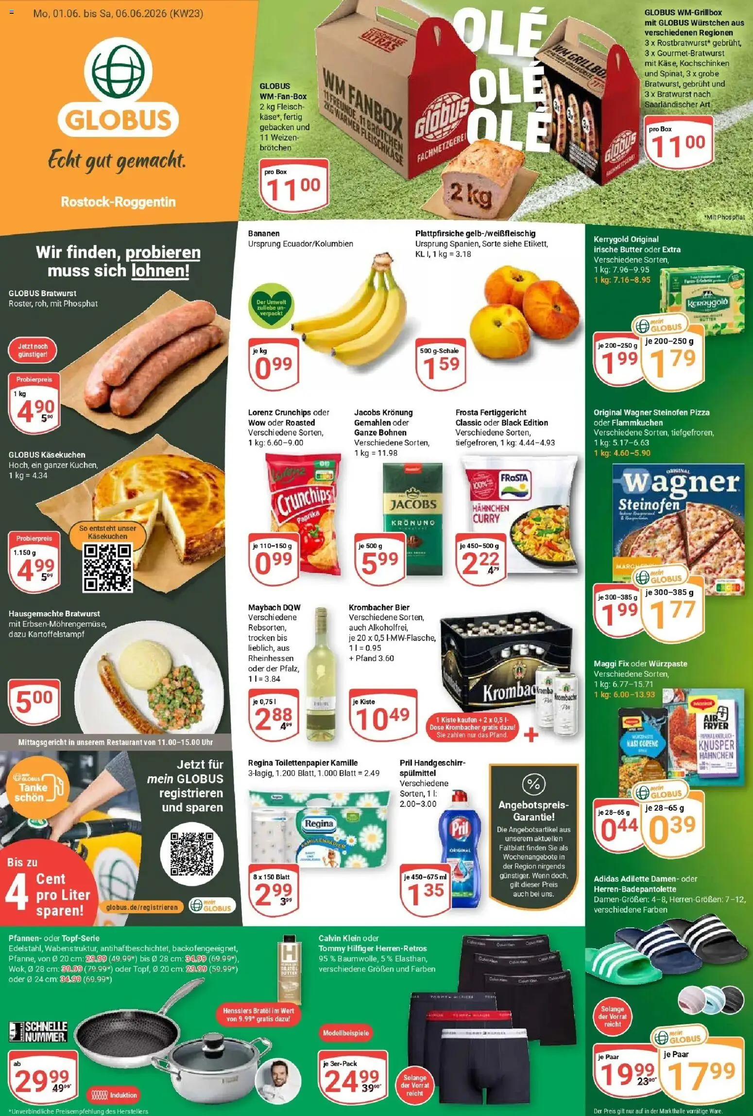 Vorschau von dem Prospekt des Geschäftes Globus, gültig ab dem 01.06.2026 - Uhr, Butter, Bratwurst, Toilettenpapier, Krombacher, Fleisch, Box, Lorenz crunchips