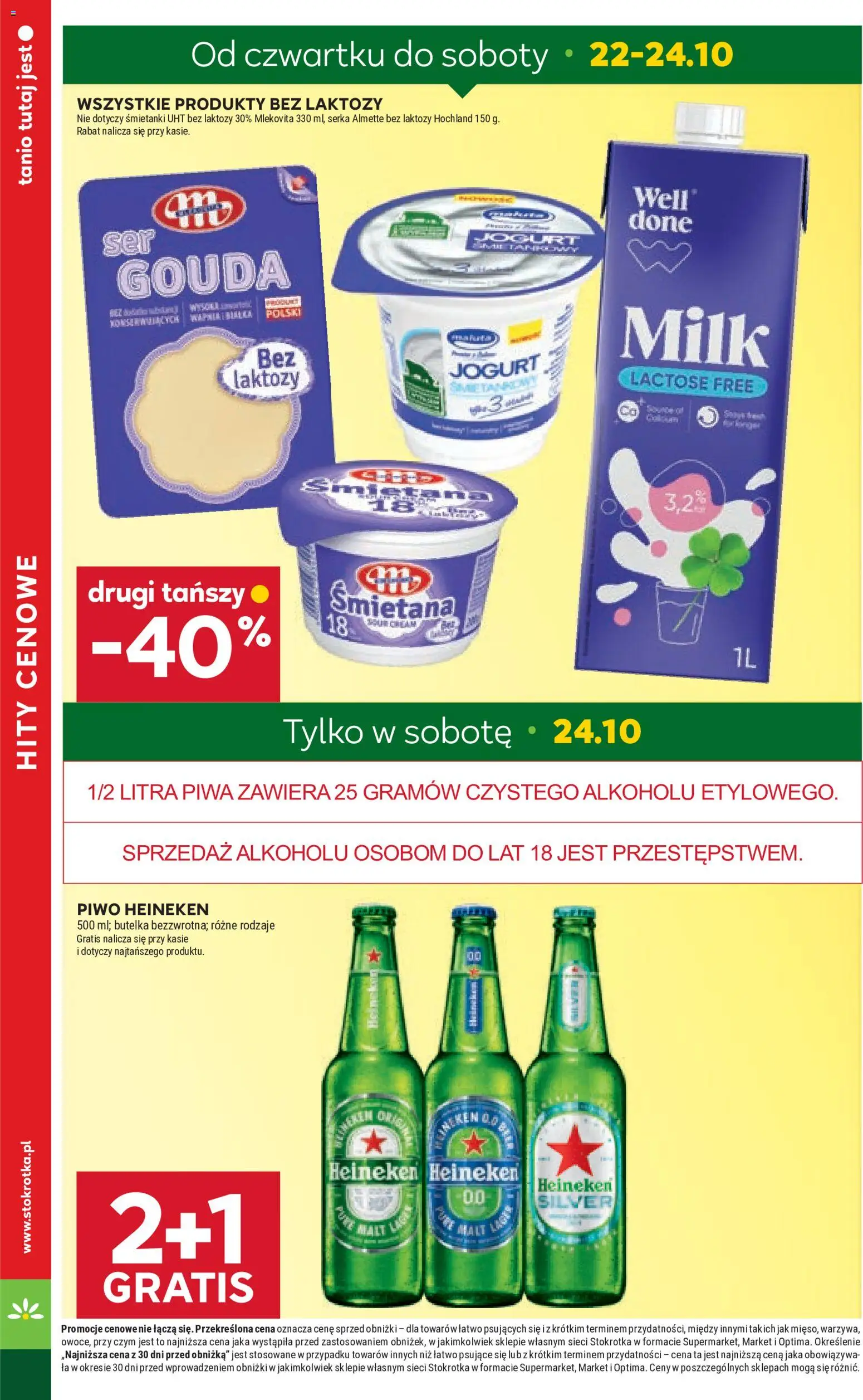 Pogląd gazetki "Stokrotka gazetka - Market" ze sklepu Stokrotka ważnej od 22.10.2026 - Stokrotka, Piwo, Heineken, Almette, Jogurt, Śmietana, Piwo Heineken, Produkty bez laktozy