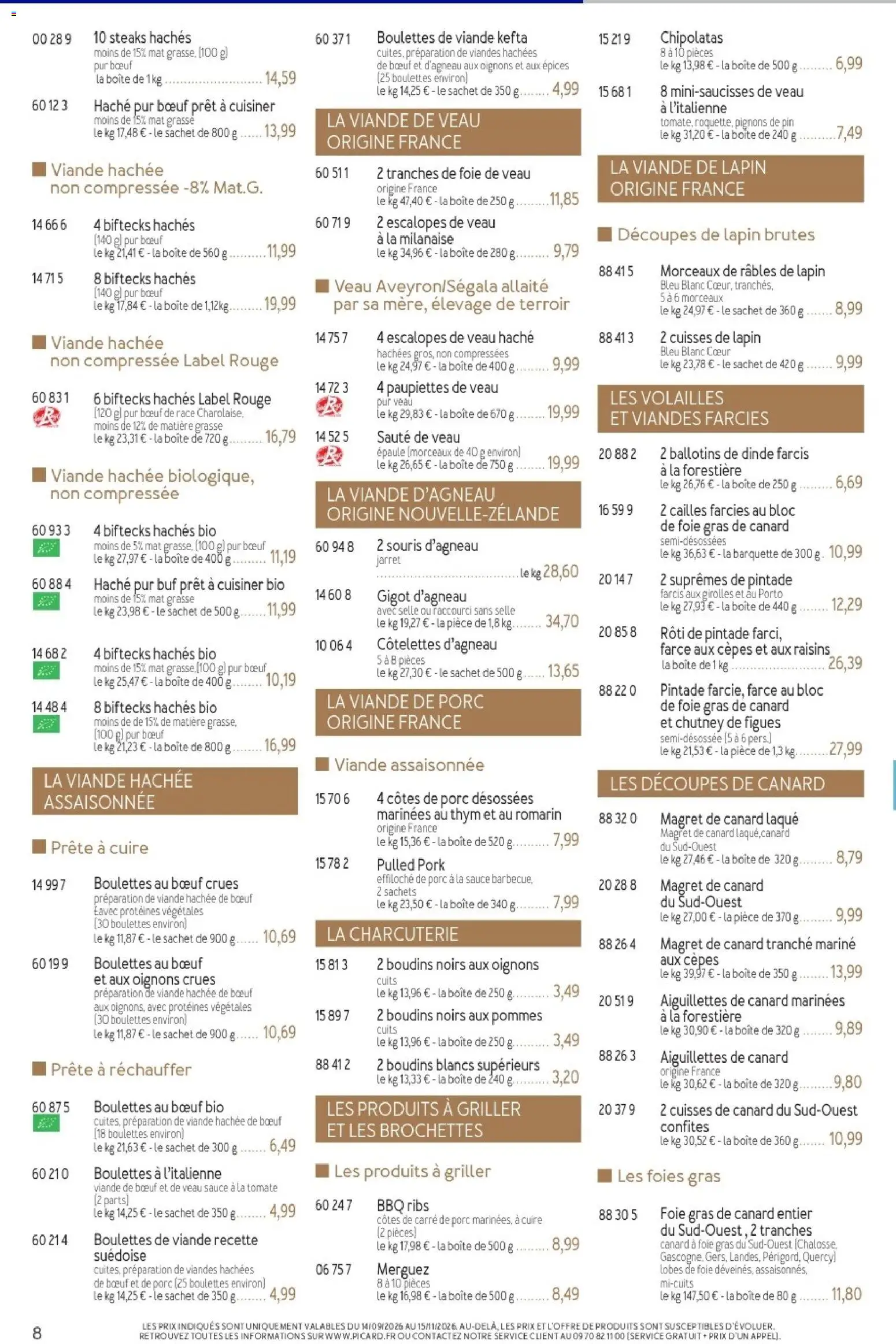 Prévisualisation de Picard - Catalogue Trimestriel du magasin Picard formulaire valide 14/09/2026 - Souris, Lapin, Tomate, Cailles, Épices, Chipolatas, Carré de porc, Gigot d'agneau