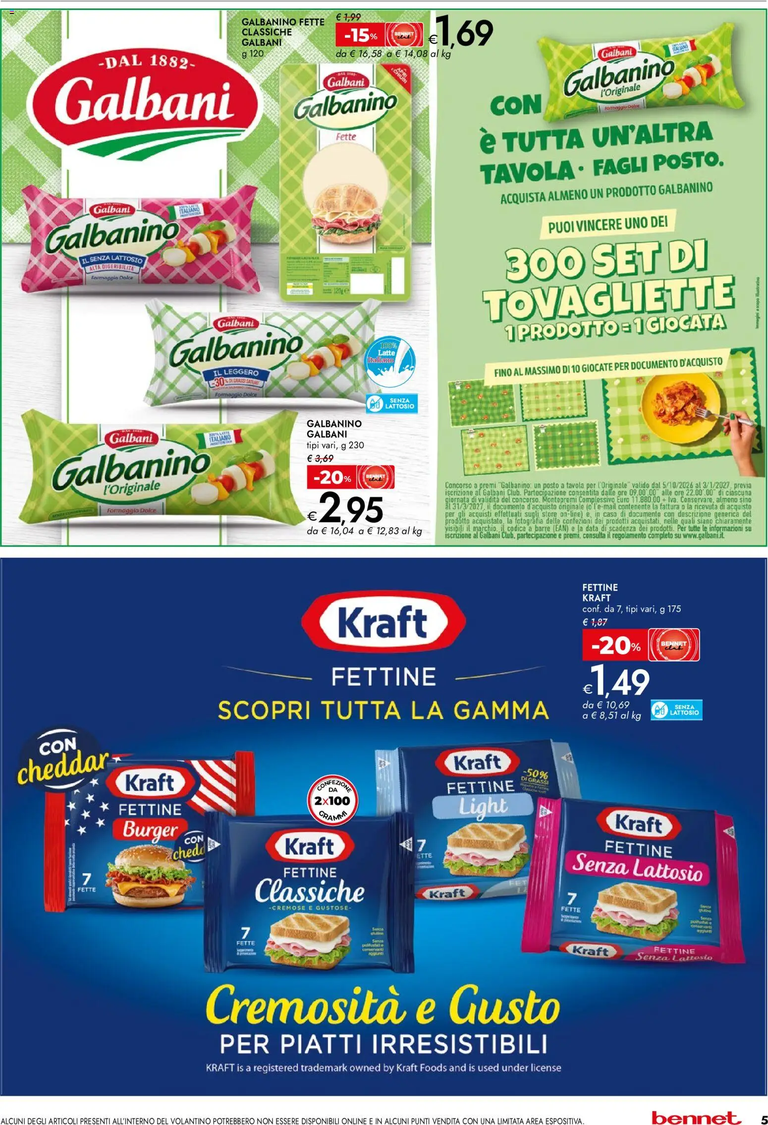 Anteprima dell'opuscolo bennet volantino Extra dal negozio bennet valido da 22/10/2026 - Latte, Piatti, Formaggio, Cheddar, Data, Tovagliette, Senza lattosio