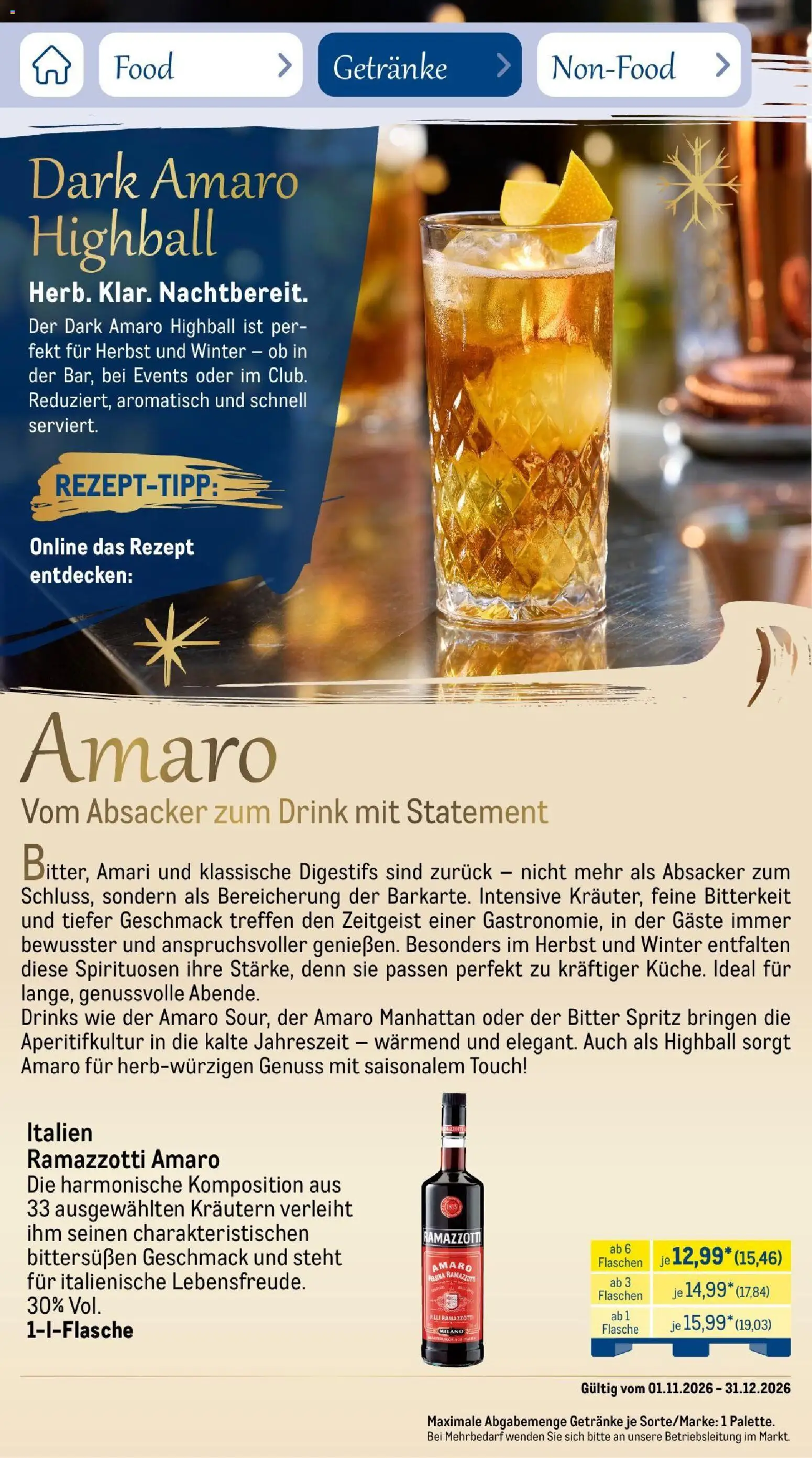 Vorschau von dem Prospekt des Geschäftes Metro, gültig ab dem 01.11.2026 - Ramazzotti