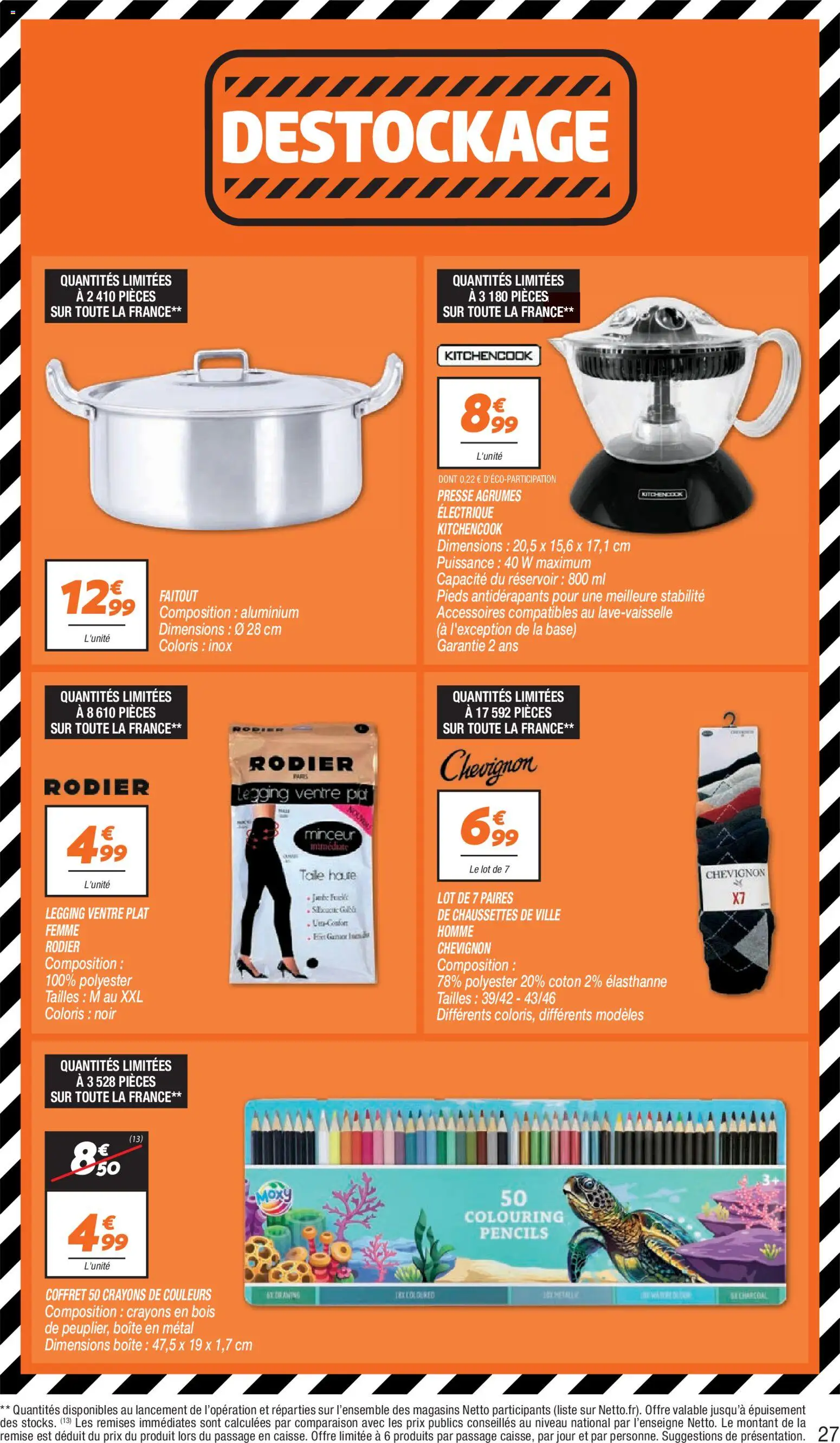 Prévisualisation de Netto - Temps fort Novembre du magasin Netto formulaire valide 03/11/2026 - Chaussettes, Legging, Coton, Agrumes, Base, Faitout, Presse agrumes electrique, Crayons de couleurs