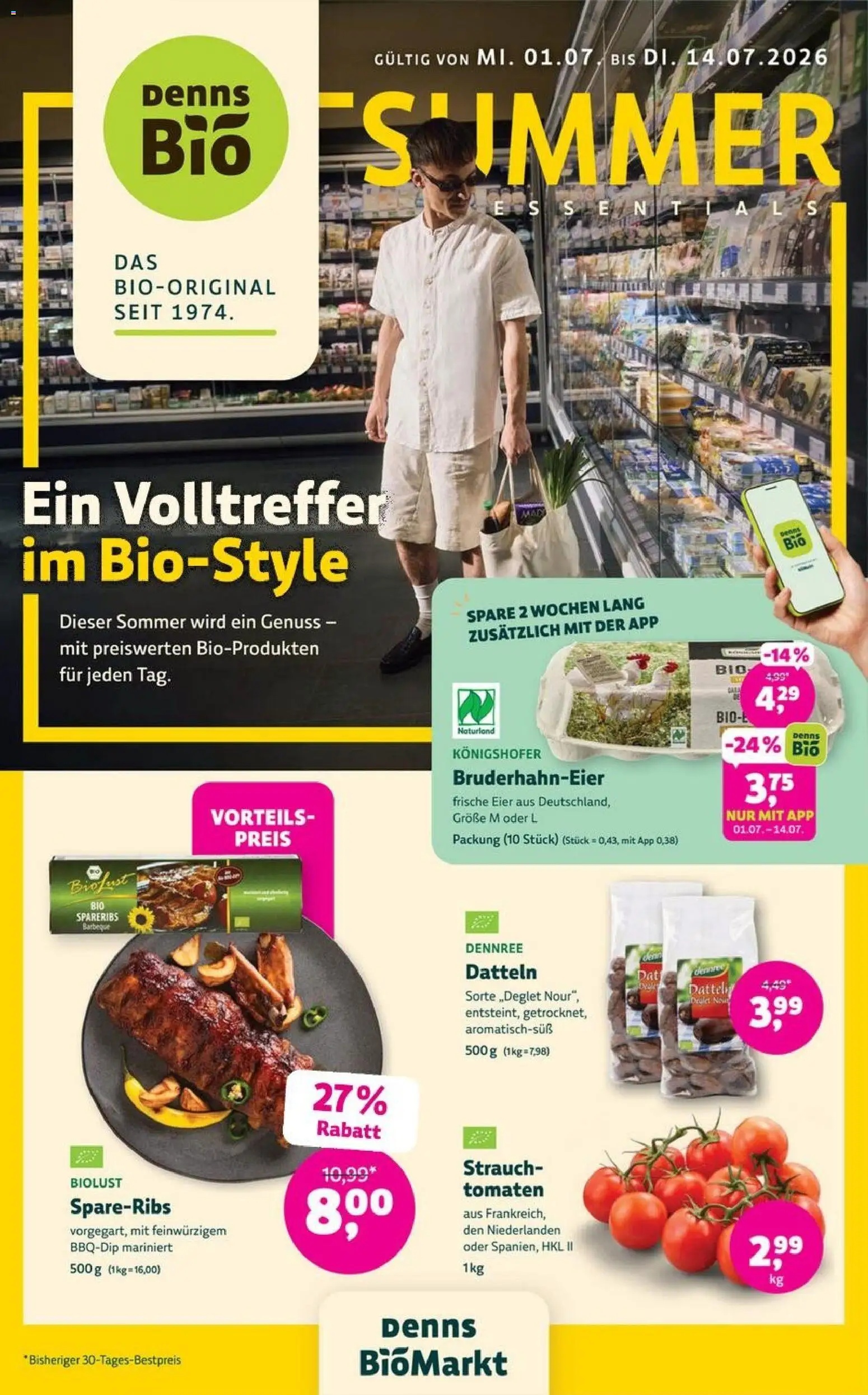 Vorschau von dem Prospekt des Geschäftes Denns BioMarkt, gültig ab dem 01.07.2026 - Eier, Tomaten