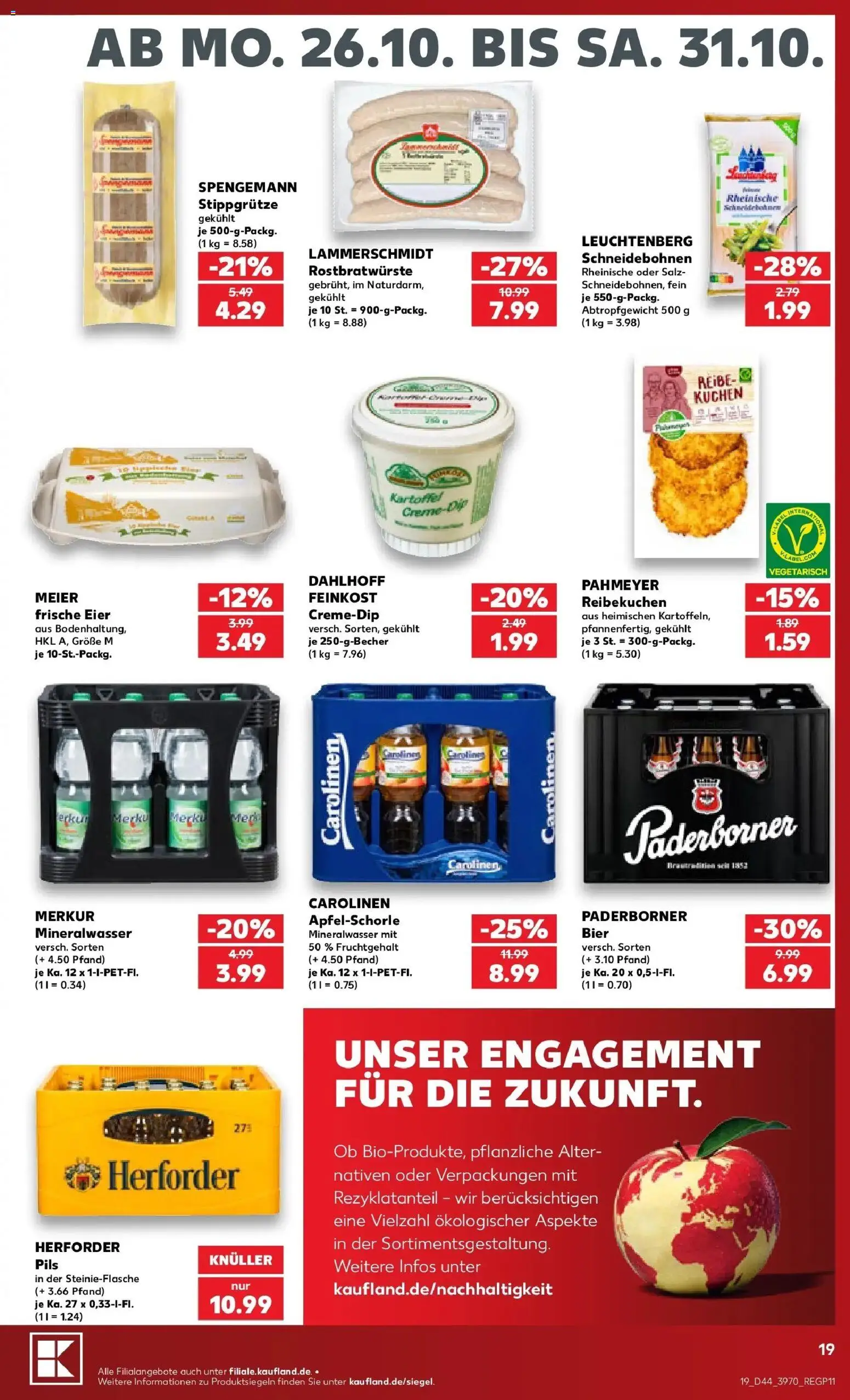 Vorschau von dem Prospekt des Geschäftes Kaufland, gültig ab dem 26.10.2026 - Kuchen, Bier, Mineralwasser, Eier, Salz, Pils