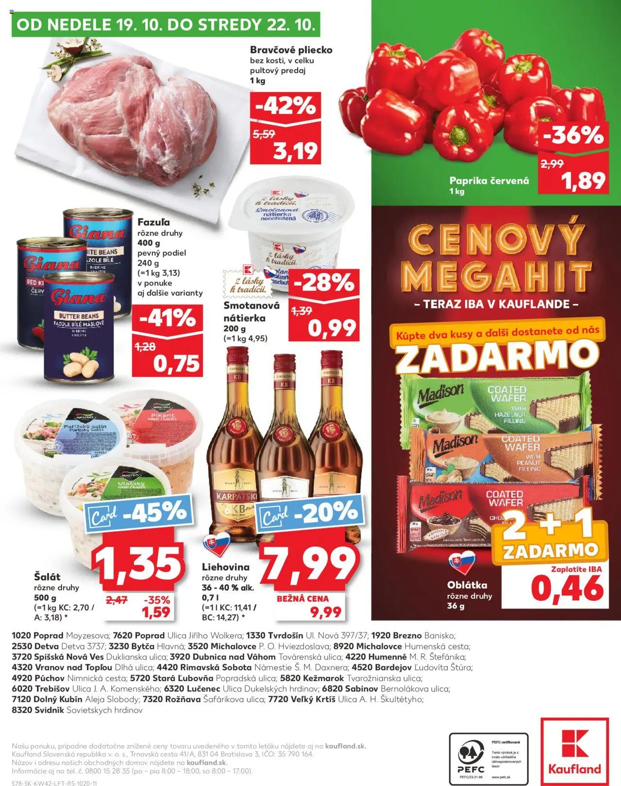 Náhľad Kaufland letáku platného od 16.10.2025 - Paprika, Šalát, Fazuľa, Nátierka, Bravčové pliecko