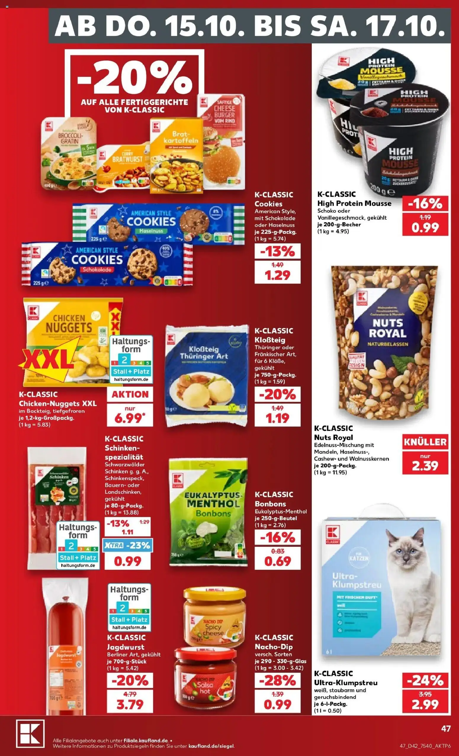 Vorschau von dem Prospekt des Geschäftes Kaufland, gültig ab dem 12.10.2026 - Burger, Schokolade, Bratwurst, Berliner, Kartoffeln, Schinken, Cashew, Fertiggerichte