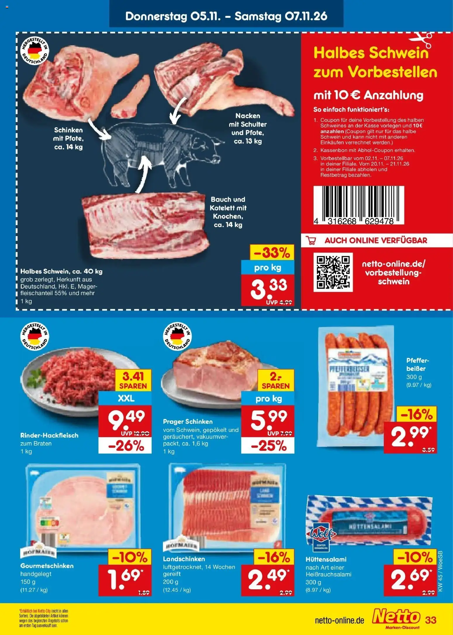 Vorschau von dem Prospekt des Geschäftes Netto Marken-Discount, gültig ab dem 02.11.2026 - Schinken, Pfeffer, Schulter
