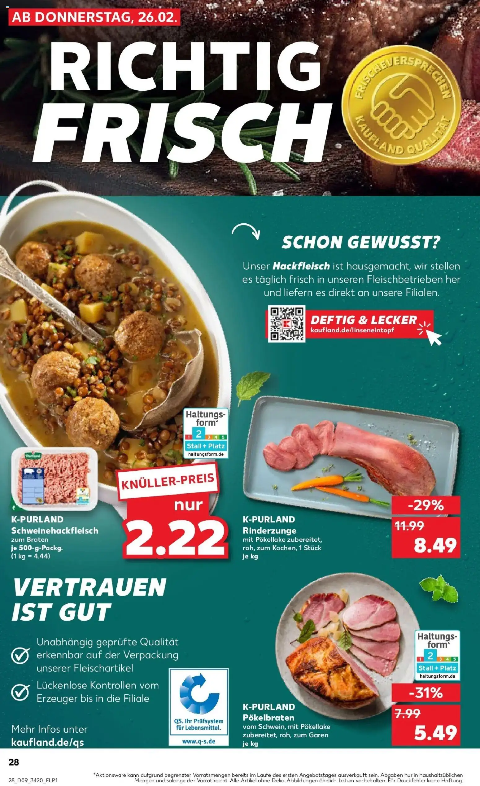 Vorschau von dem Prospekt des Geschäftes Kaufland, gültig ab dem 26.02.2026 - Hackfleisch