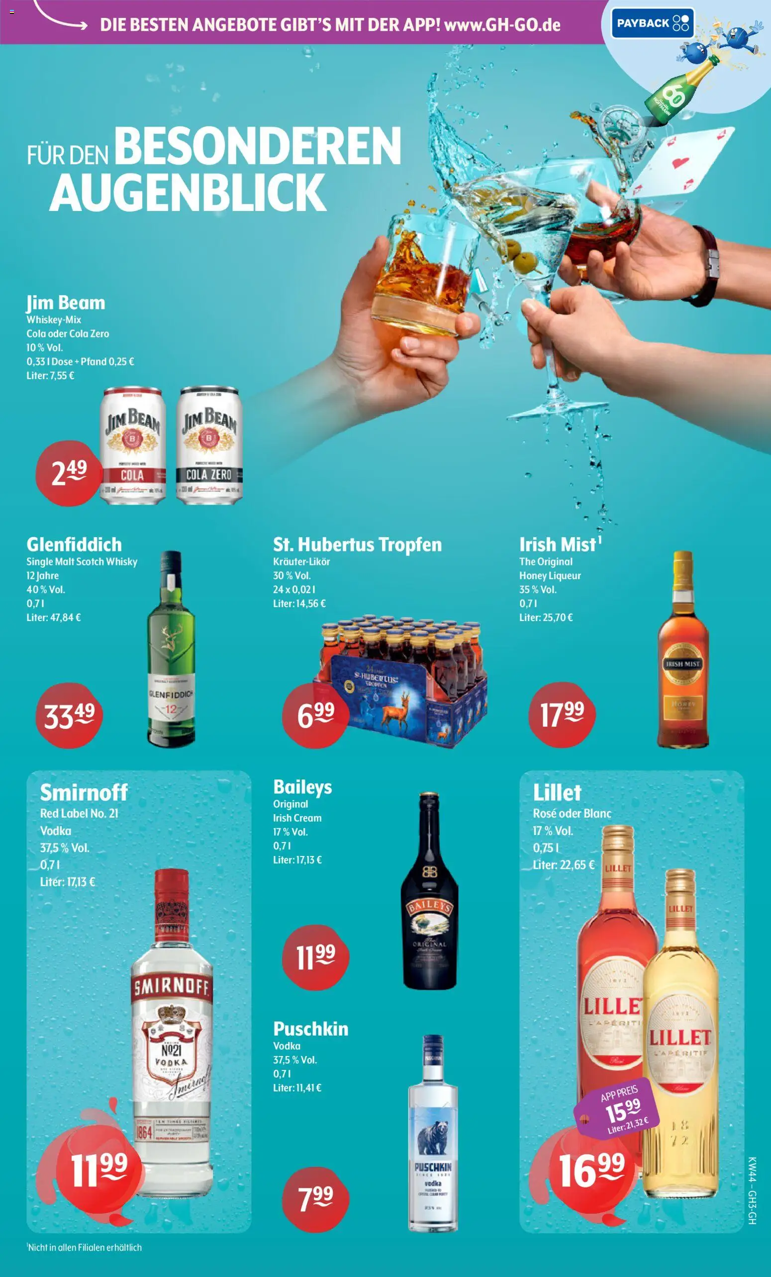 Vorschau von dem Prospekt des Geschäftes Trink und Spare, gültig ab dem 26.10.2026 - Lillet, Whisky, Cola, Baileys, Vodka, Jim beam, Hubertus tropfen, Smirnoff