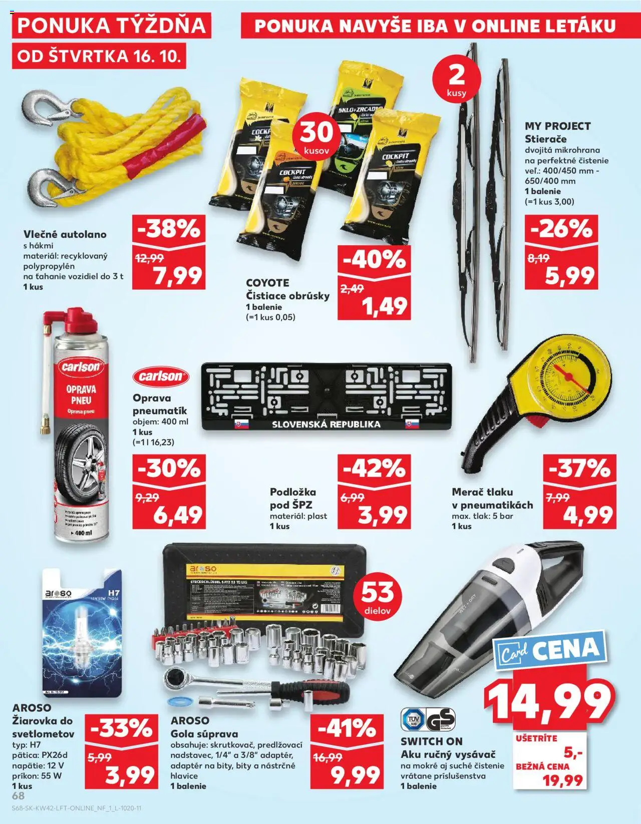 Náhľad Kaufland letáku platného od 16.10.2025 - Vysávač, Ručný vysávač, Žiarovka, Aku, Adaptér
