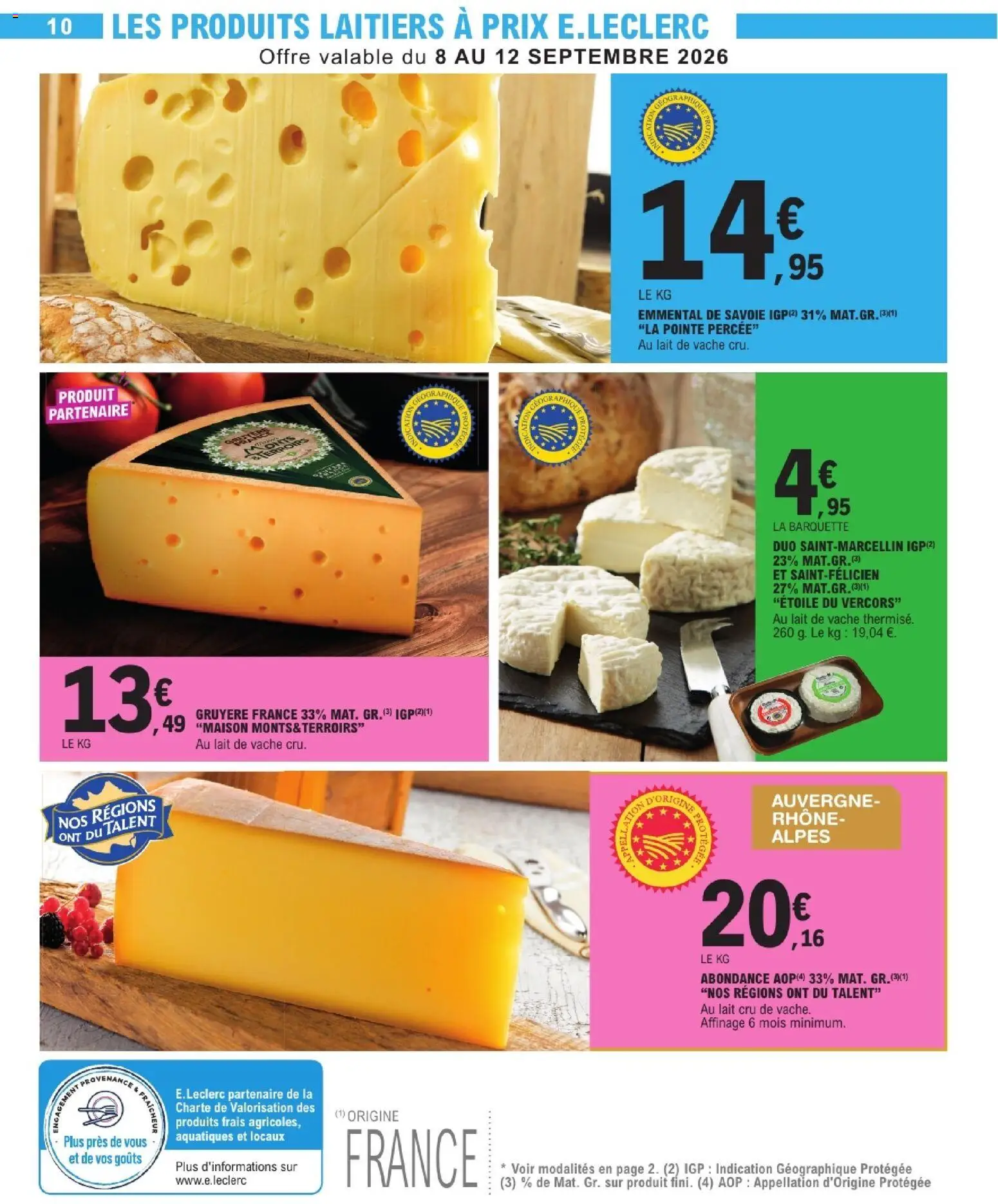 Prévisualisation de E.Leclerc catalogue du magasin E.Leclerc formulaire valide 08/09/2026 - Lait, Emmental, Gruyère, Produits laitiers