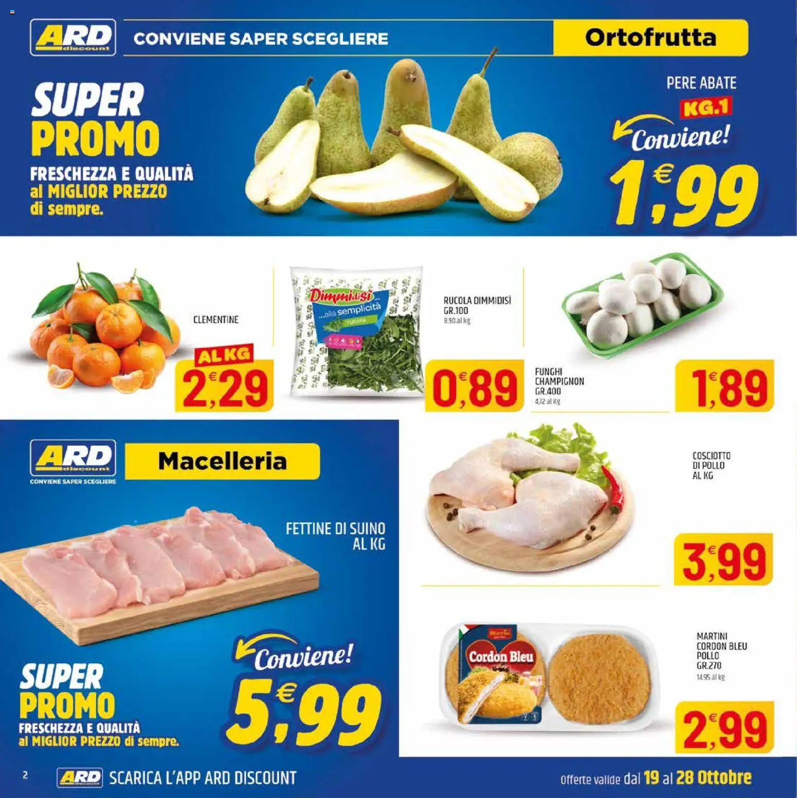Anteprima dell'opuscolo ARD Discount volantino Sardegna dal negozio ARD Discount valido da 19/10/2026 - Pollo, Funghi, Rucola, Martini, Suino, Pere