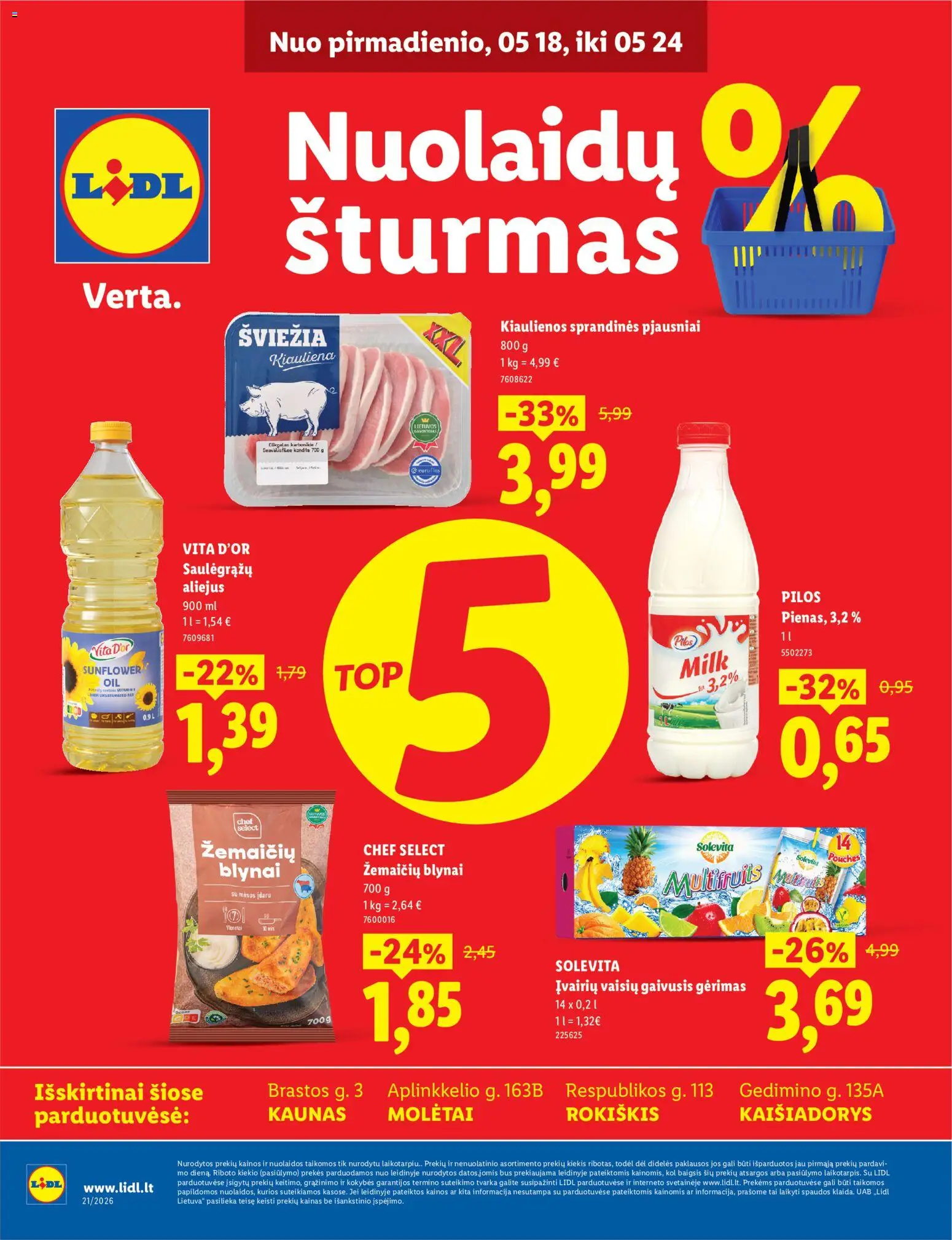 LIDL parduotuvės leidinio LIDL leidinys - Nuolaidų šturmas galiojančio nuo 2026.05.18 peržiūra