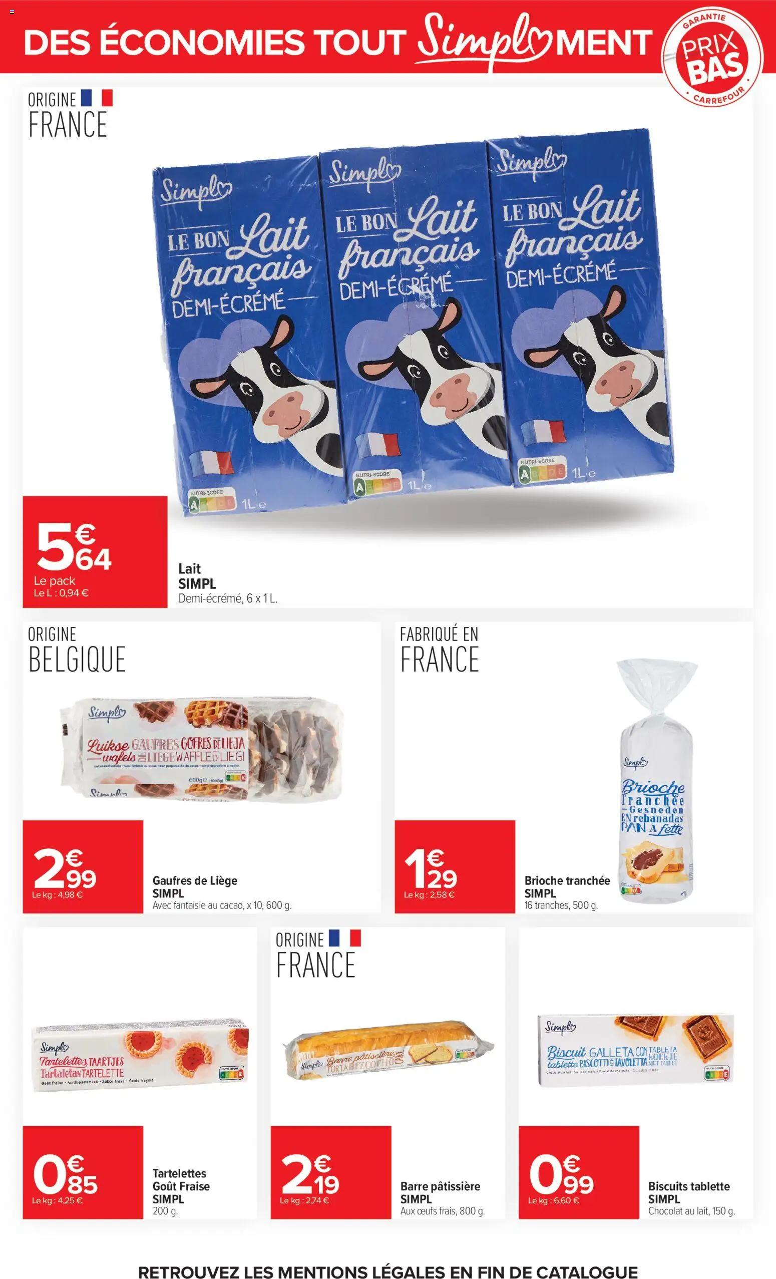 Prévisualisation de Carrefour Tout simplement du magasin Carrefour formulaire valide 03/11/2026 - Chocolat, Tablette, Fraise, Cake, Lait, Biscuits, Gaufres de liege, Barre pâtissière