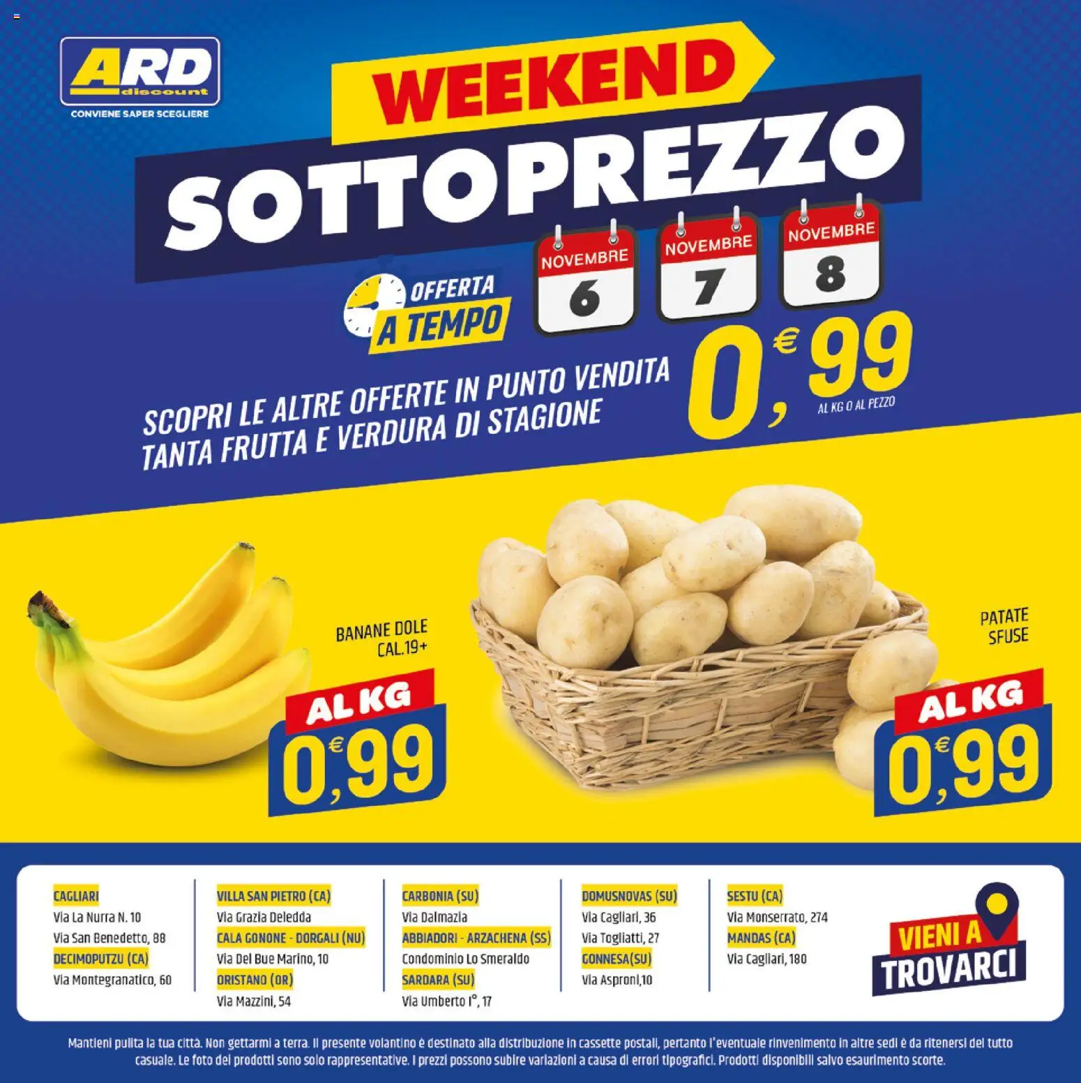 Anteprima dell'opuscolo ARD Discount volantino Sardegna dal negozio ARD Discount valido da 29/10/2026 - Frutta, Patate, Banane