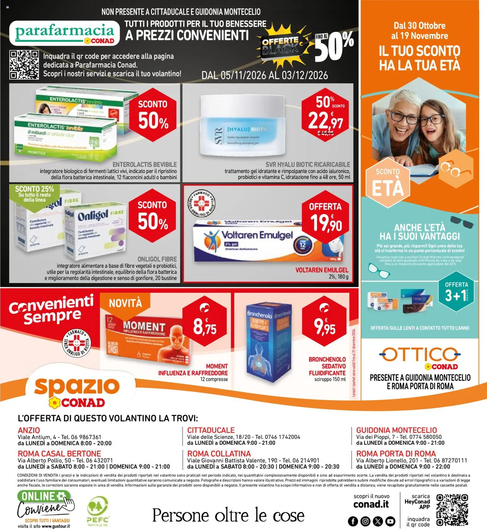 Anteprima dell'opuscolo Spazio Conad volantino dal negozio Spazio Conad valido da 30/10/2026 - Occhiali, Probiotici, Lenti a contatto, Porta, Sciroppo, Integratore alimentare, Lenti
