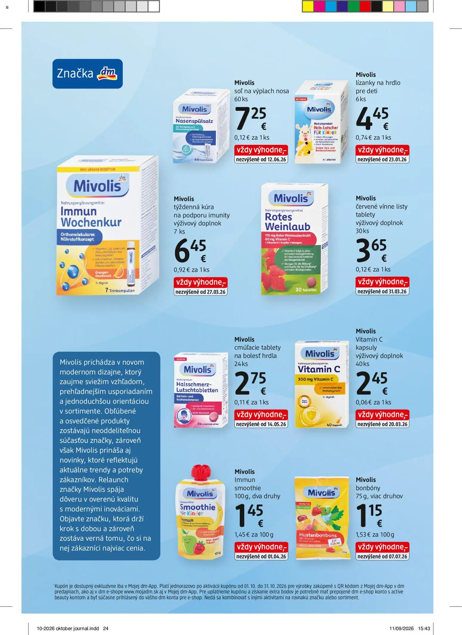 Náhľad dm drogerie letáku platného od 01.10.2026 - Med, Kinder, Smoothie, Soľ, Lízanky
