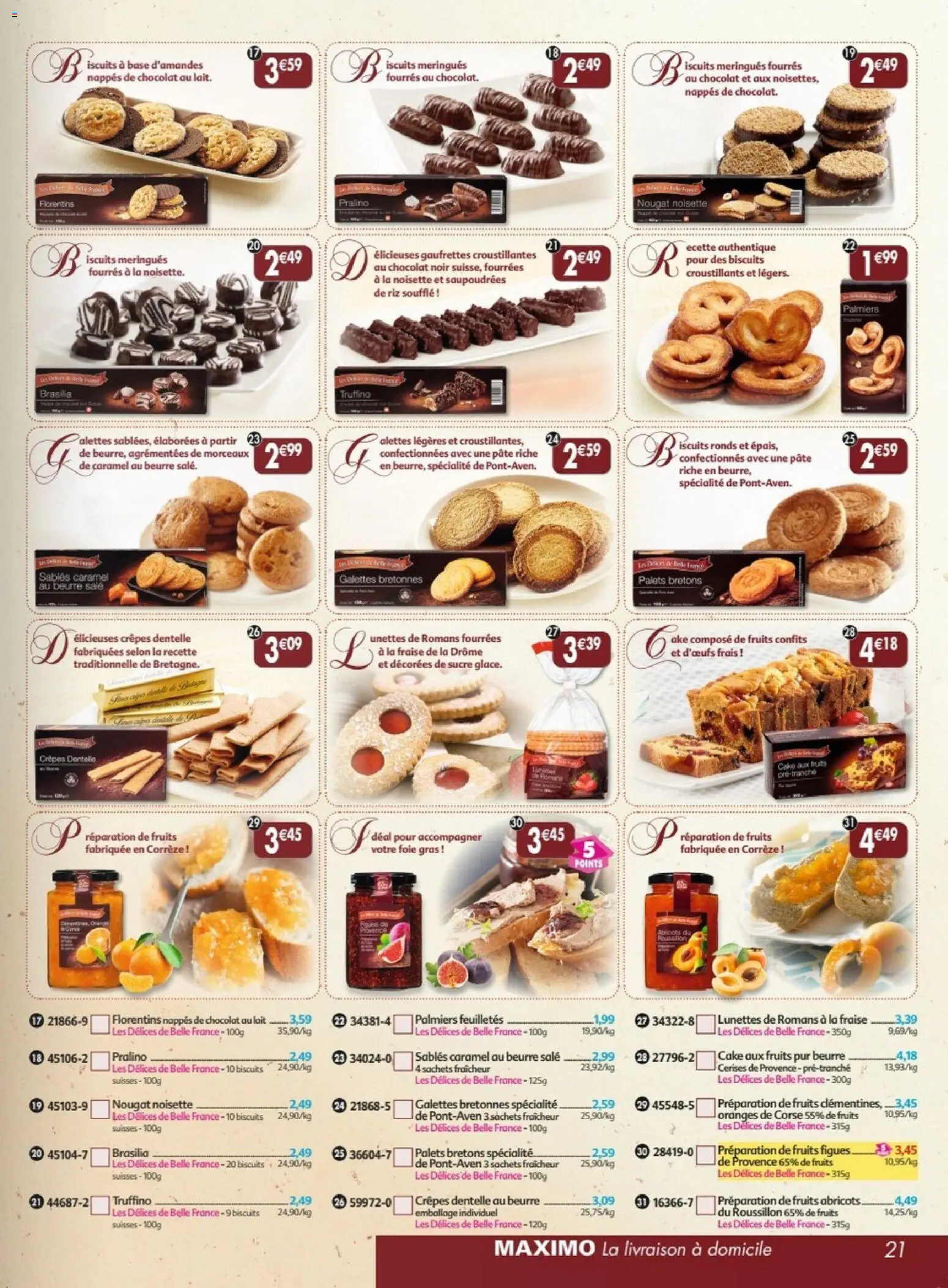 Prévisualisation de Maximo catalogue epicerie du magasin Maximo formulaire valide 26/10/2026 - Lunettes, Fraise, Foie, Figues, Biscuits, Nougat, Base, Lunettes de Romans