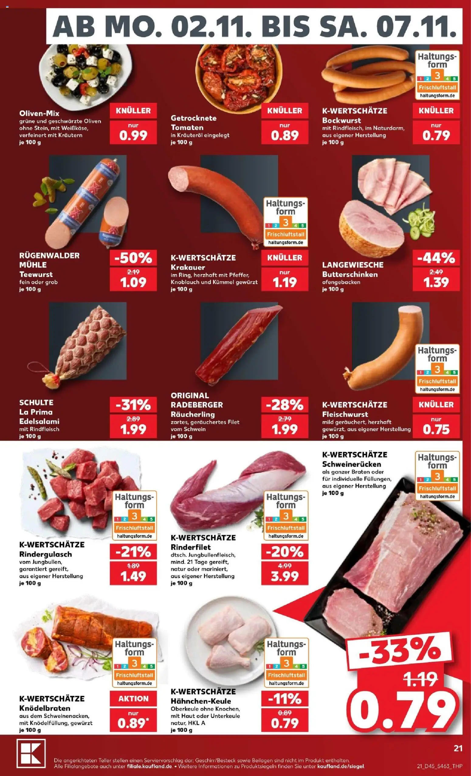 Vorschau von dem Prospekt des Geschäftes Kaufland, gültig ab dem 31.10.2026 - Knoblauch, Rindergulasch, Mühle, Rinderfilet, Tomaten, Bockwurst, Beilagen, Schweinerucken