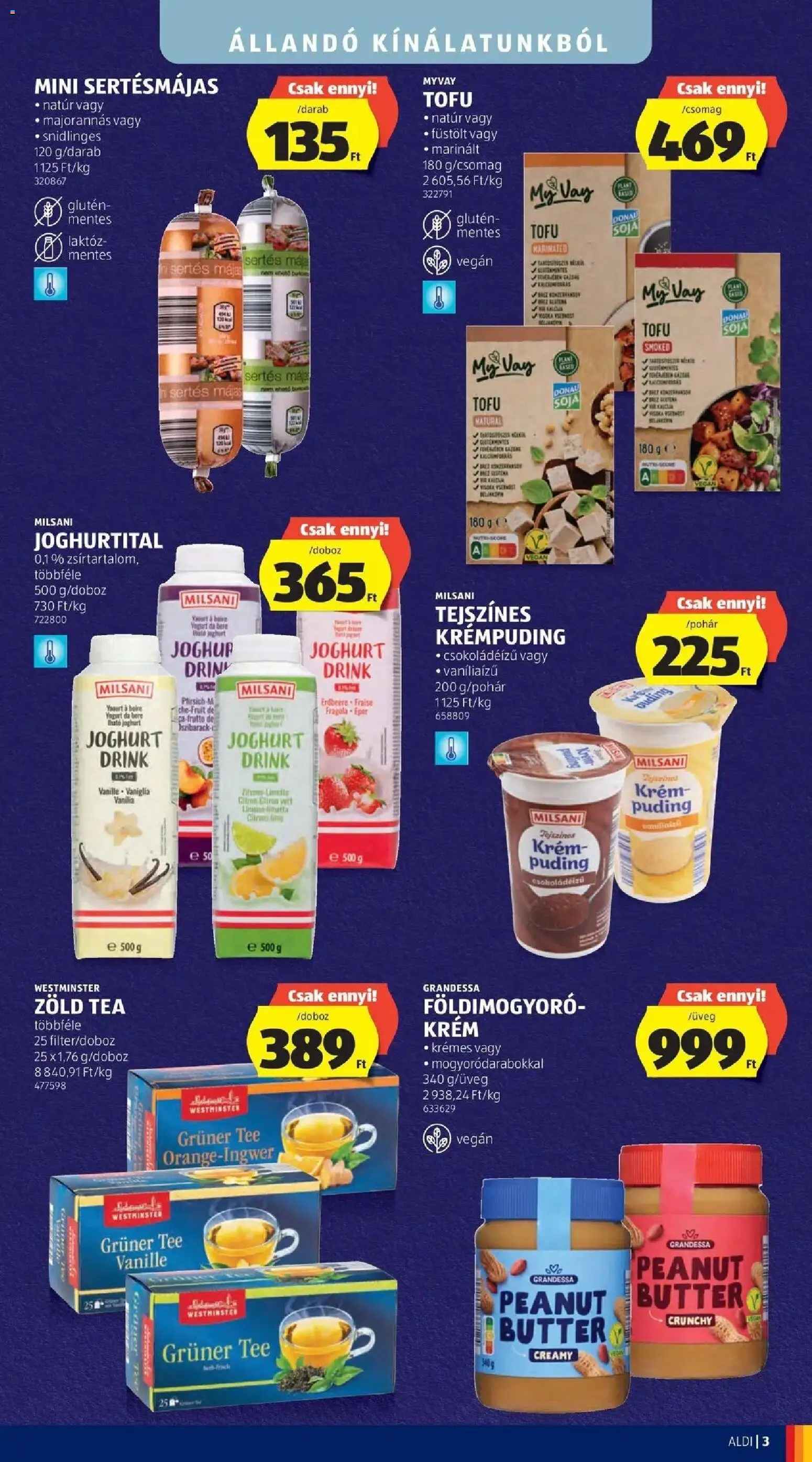Aldi - Aldi aktuális akciós újság megtekintése, amely érvényes 2026.10.17.-től - Tea, Eper, Vegán, Joghurt, Májas, Krém, Milsani, Krémpuding