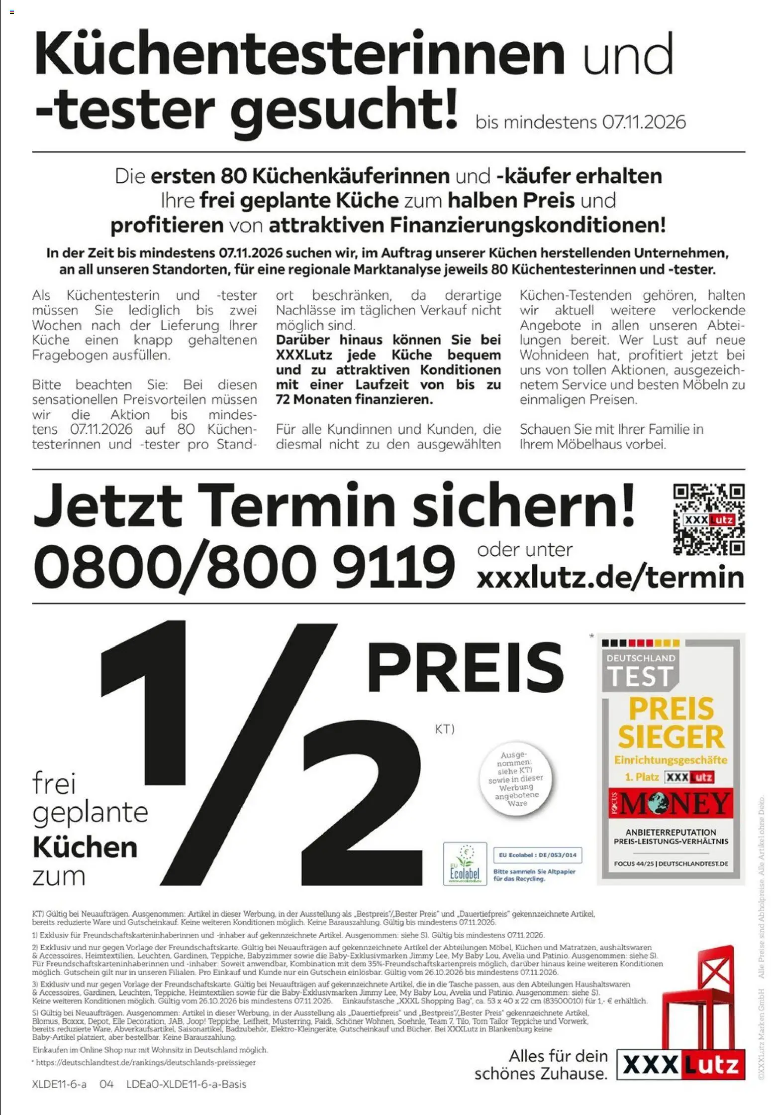 Vorschau von dem Prospekt des Geschäftes XXXLutz, gültig ab dem 24.10.2026 - Kuchen, Küche, Tasche