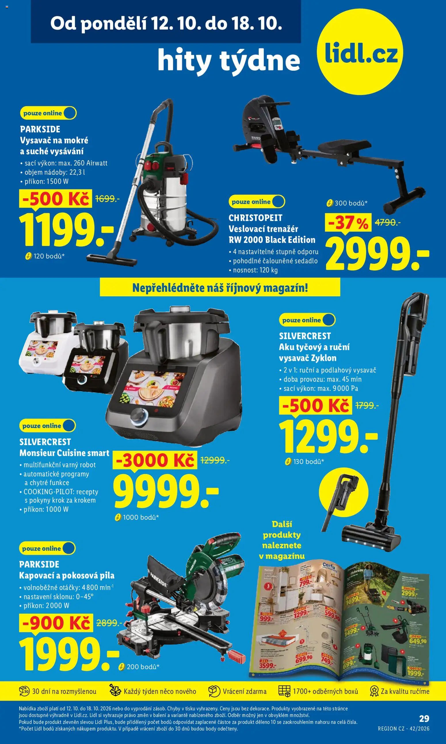 Náhled nabídky: Lidl Lidl leták - Hity týdne platný od 12.10.2026 - Parkside, Vysavač, Ruční vysavač, Robot, Pila, Pokosová pila, Body