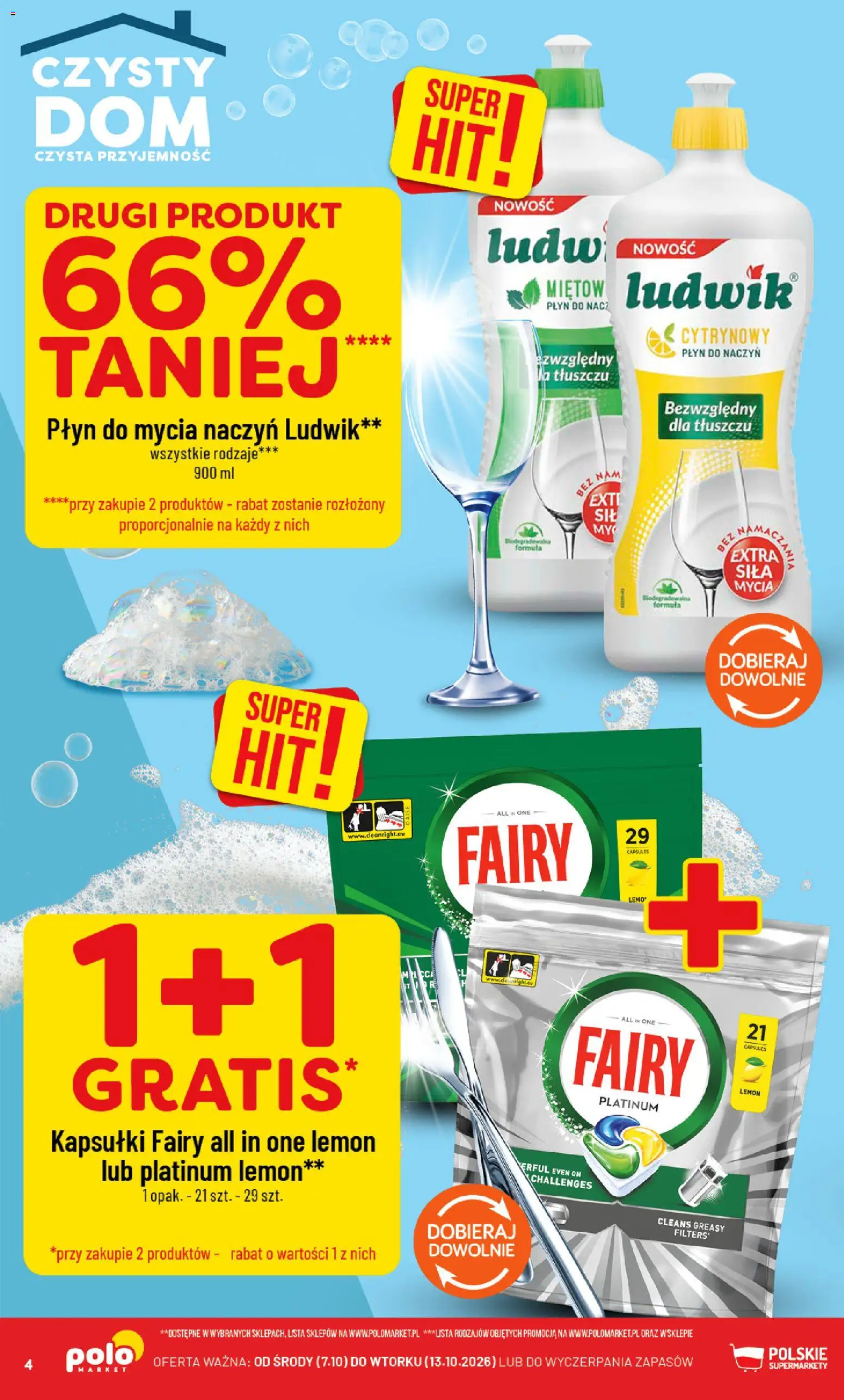 Pogląd gazetki "POLOmarket katalog - Czysty Dom" ze sklepu POLOmarket ważnej od 07.10.2026 - Beza, Fairy, Płyn do mycia naczyń, Kapsułki fairy, Kapsułki