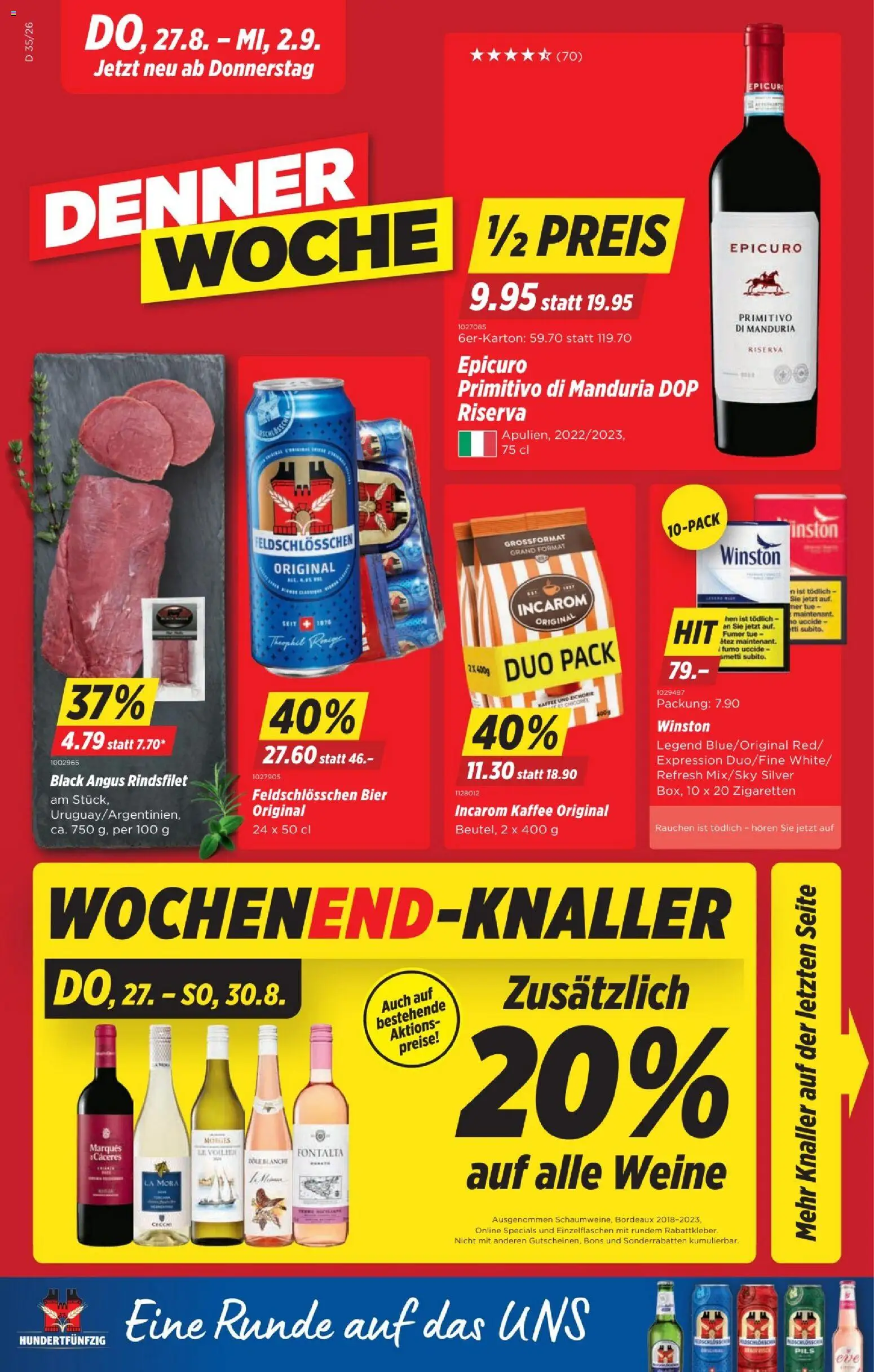 Vorschau des Merkblatts Denner aktionen vom Shop Denner gültig von 27.08.2026 bis 02.09.2026