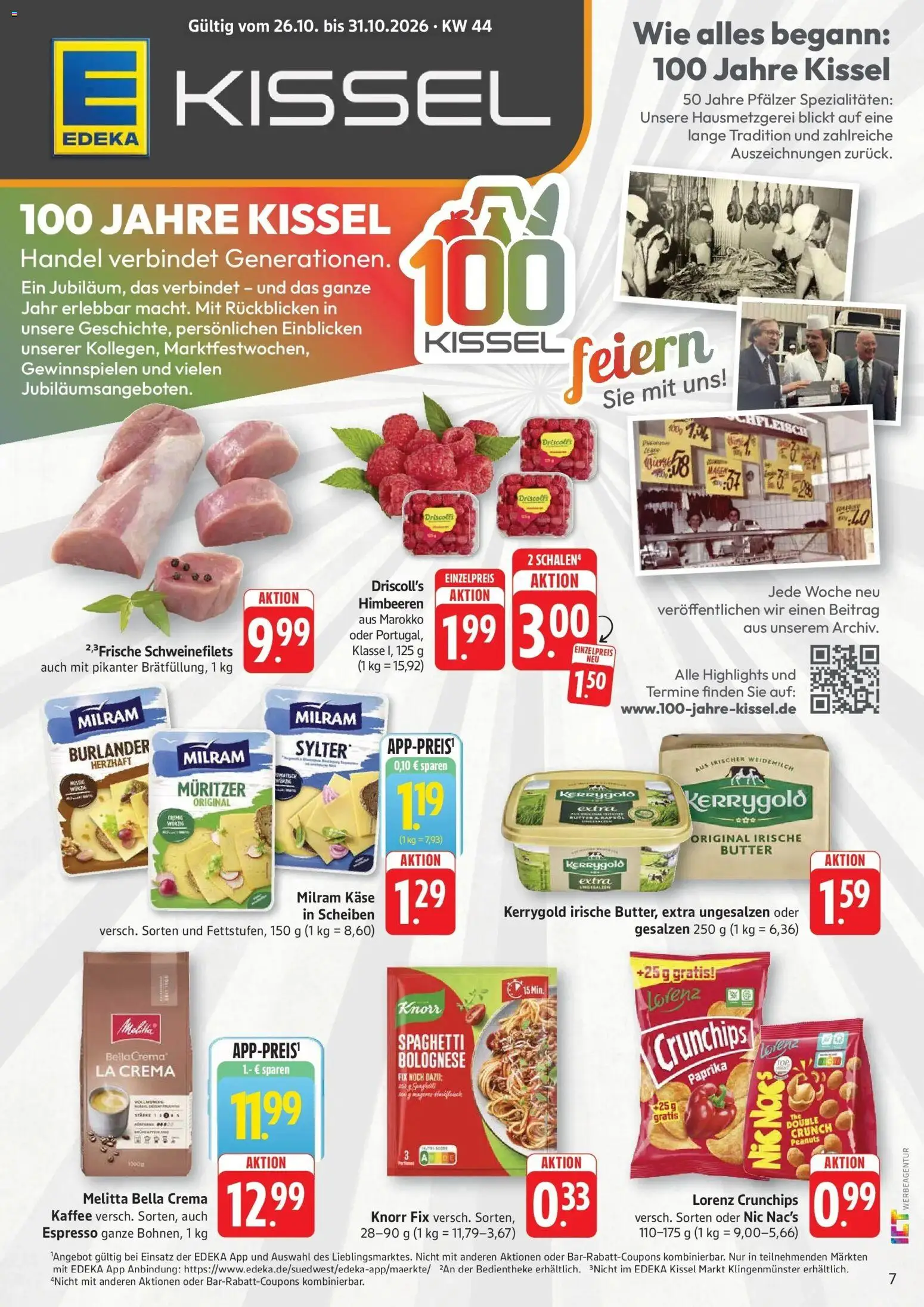 Vorschau von dem Prospekt des Geschäftes Edeka, gültig ab dem 26.10.2026 - Kaffee, Butter, Käse, Paprika, Knorr, Knorr fix, Milram, Lorenz crunchips