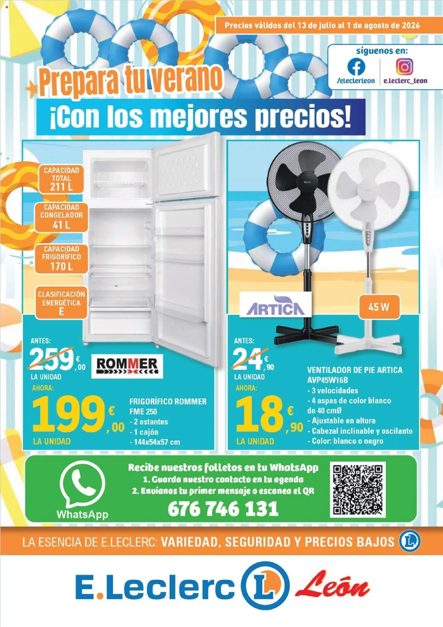 Vista previa del folleto de la tienda E.Leclerc válido desde el 13/07/2026 - Ventilador, Ventilador de pie, Congelador
