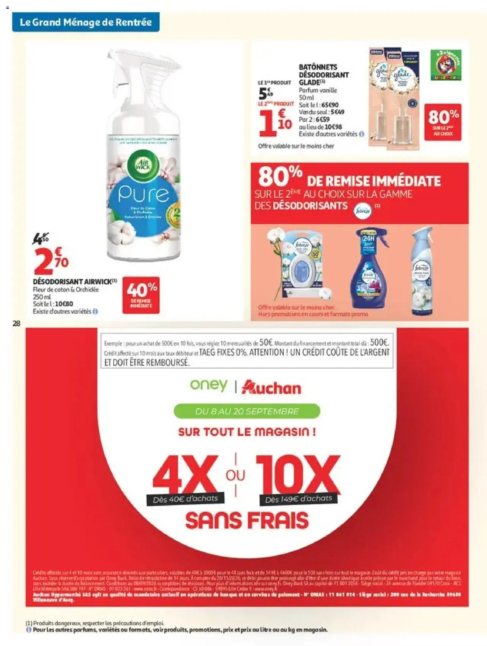 Prévisualisation de Auchan Ménage rentrée hypers du magasin Auchan formulaire valide 08/09/2026 - Parfum, Orchidée, Vanille, Coton, Air Wick, Désodorisant