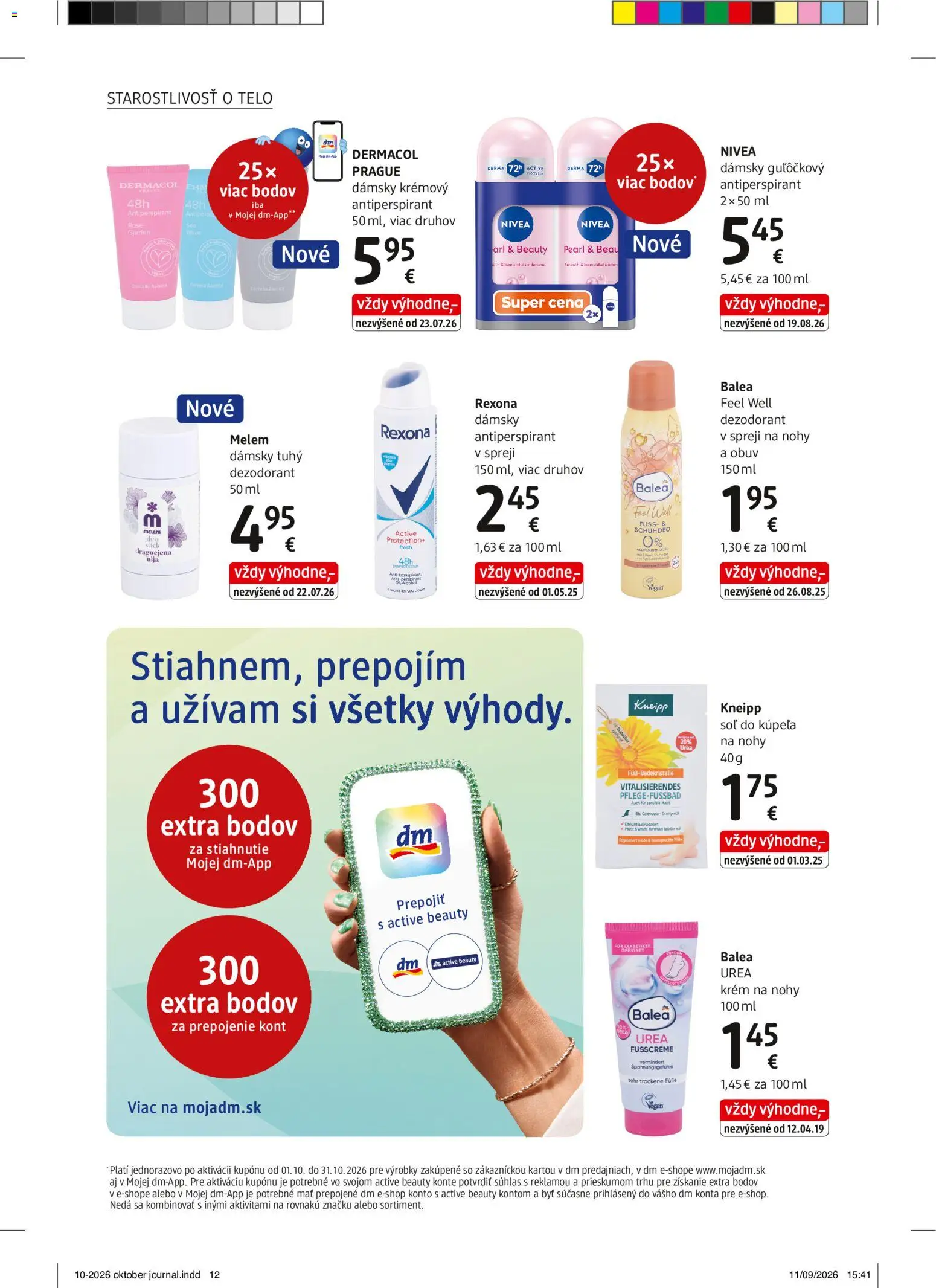 Náhľad dm drogerie letáku platného od 01.10.2026 - Nivea, Soľ, Dezodorant, Antiperspirant, Krém