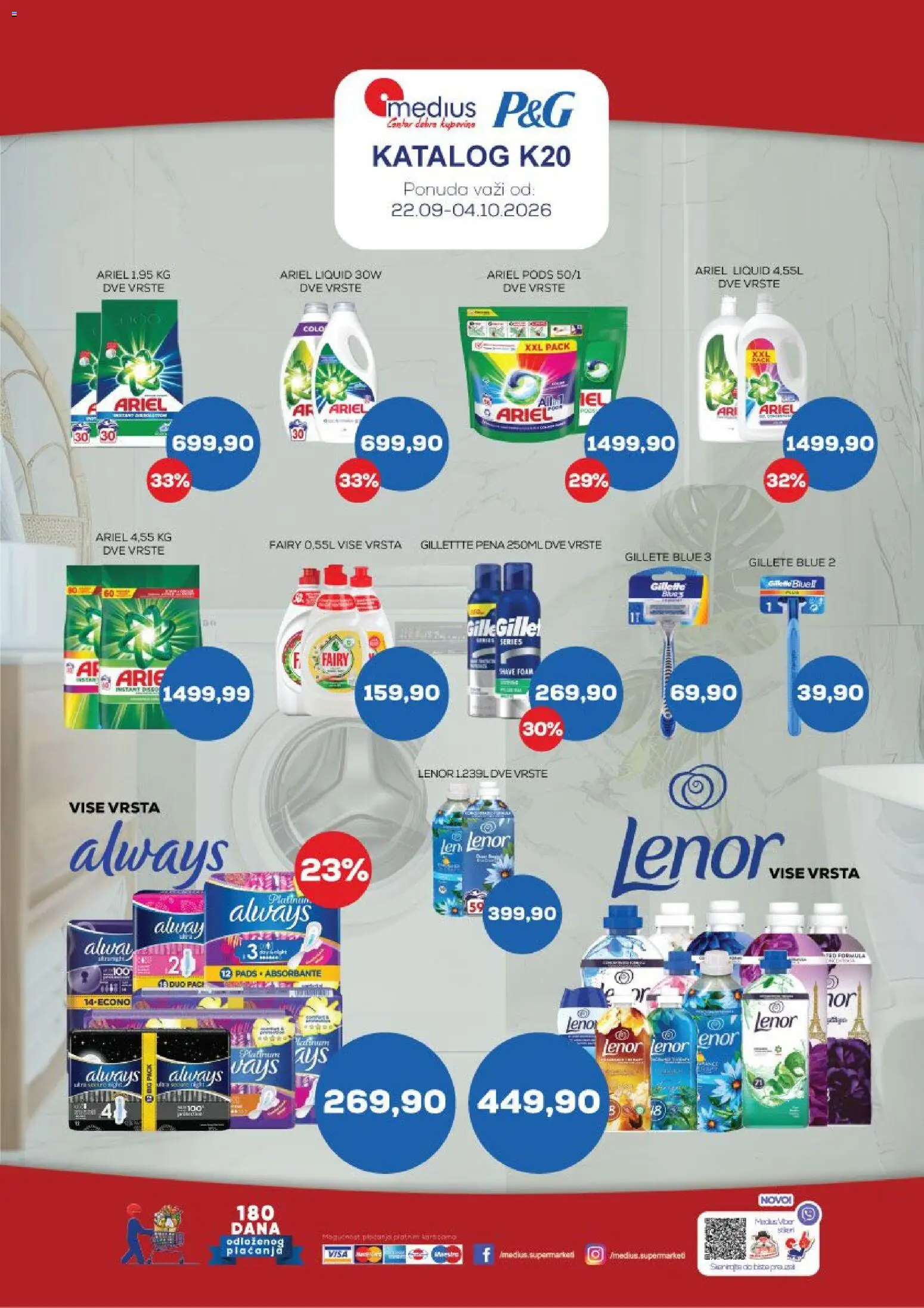 Pregled Medius kataloga - važi od 22.09.2026 - Med, Ariel, Lenor, Gillette, Pena