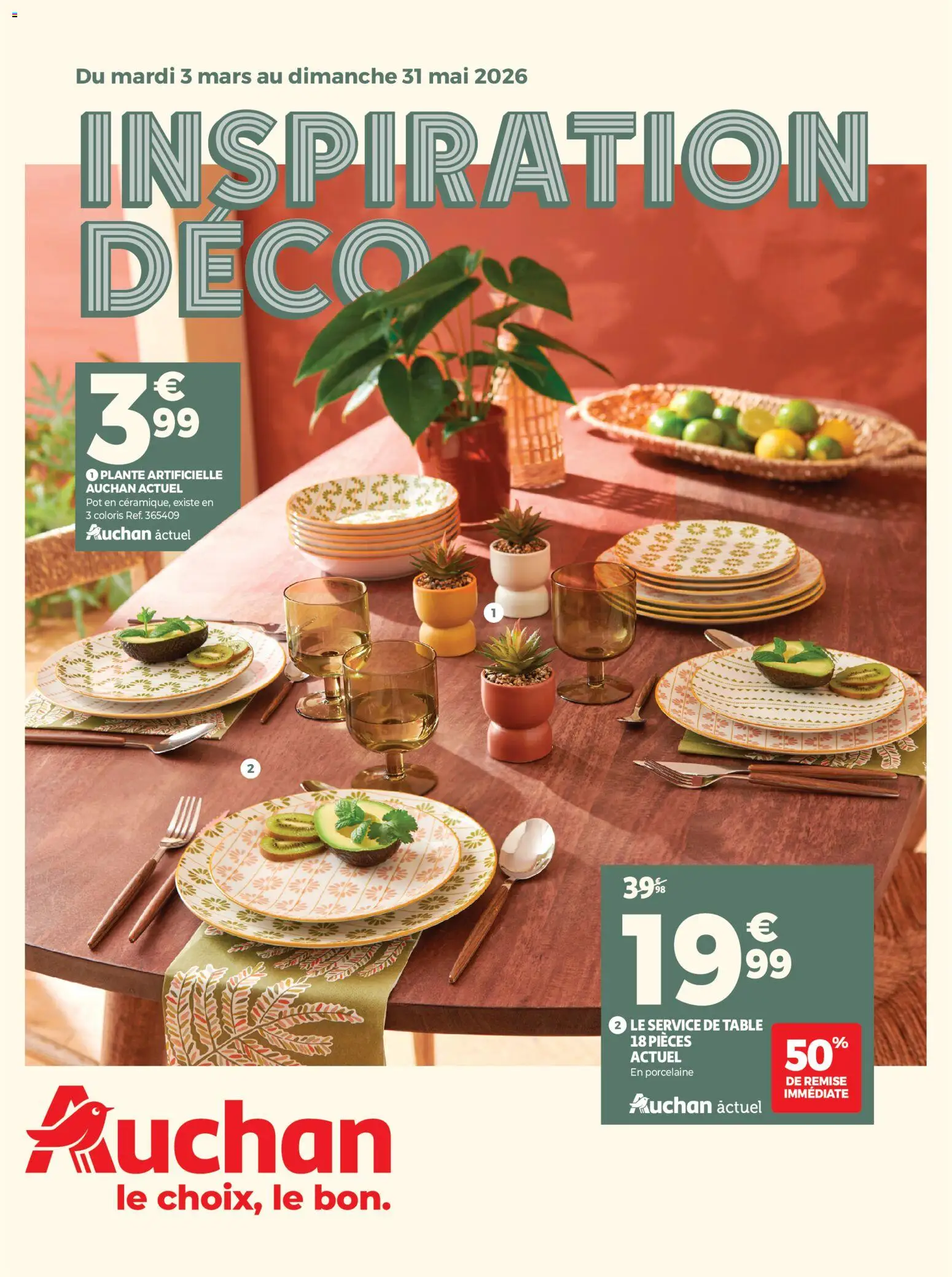 Prévisualisation de Auchan - Inspiration déco du magasin Auchan formulaire valide 03/03/2026 - Table, Service de table, Plante artificielle, Porcelaine, Service de table 18 pièces