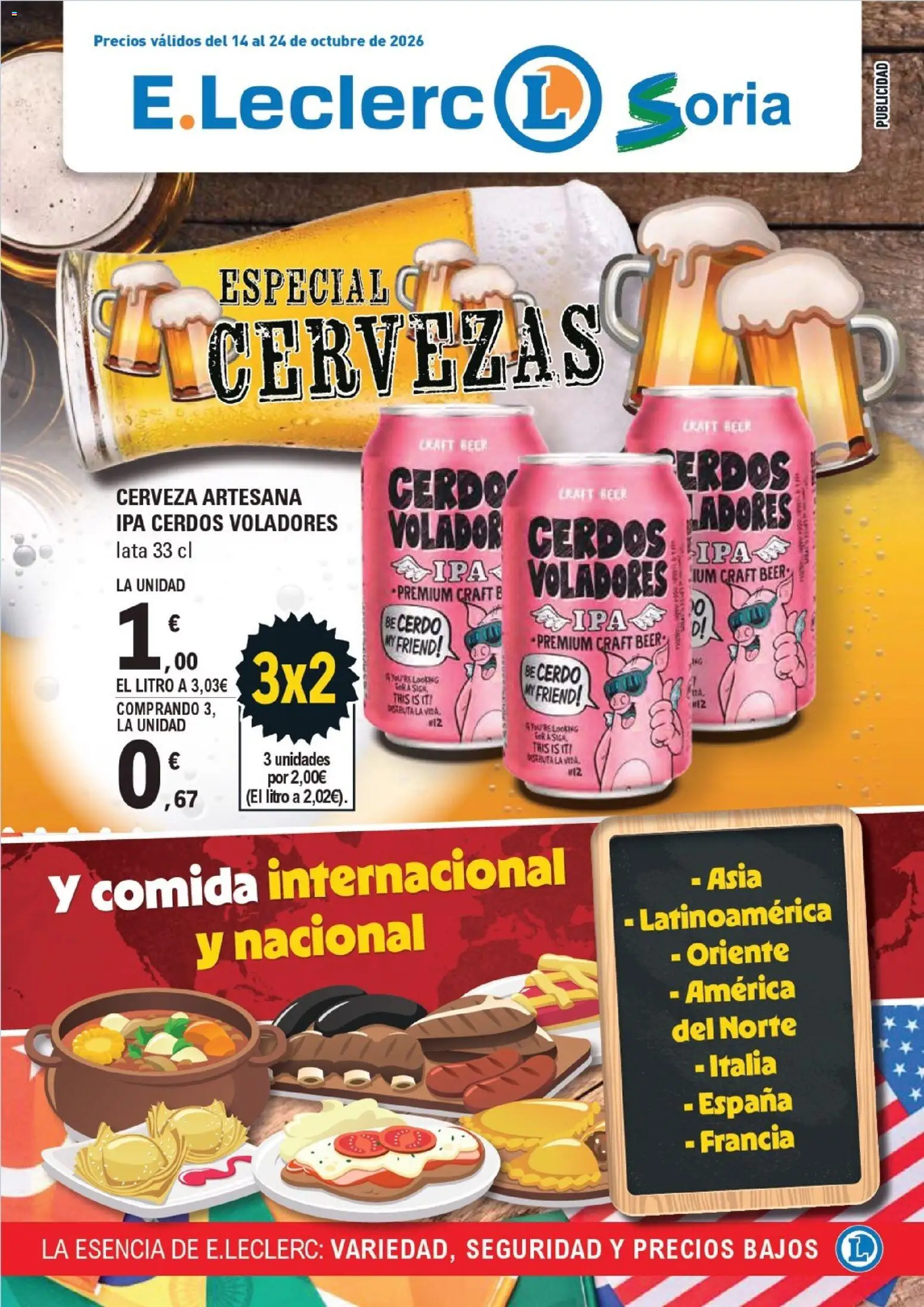 Vista previa del folleto de la tienda E.Leclerc válido desde el 14/10/2026 - Cerveza, Cerdo