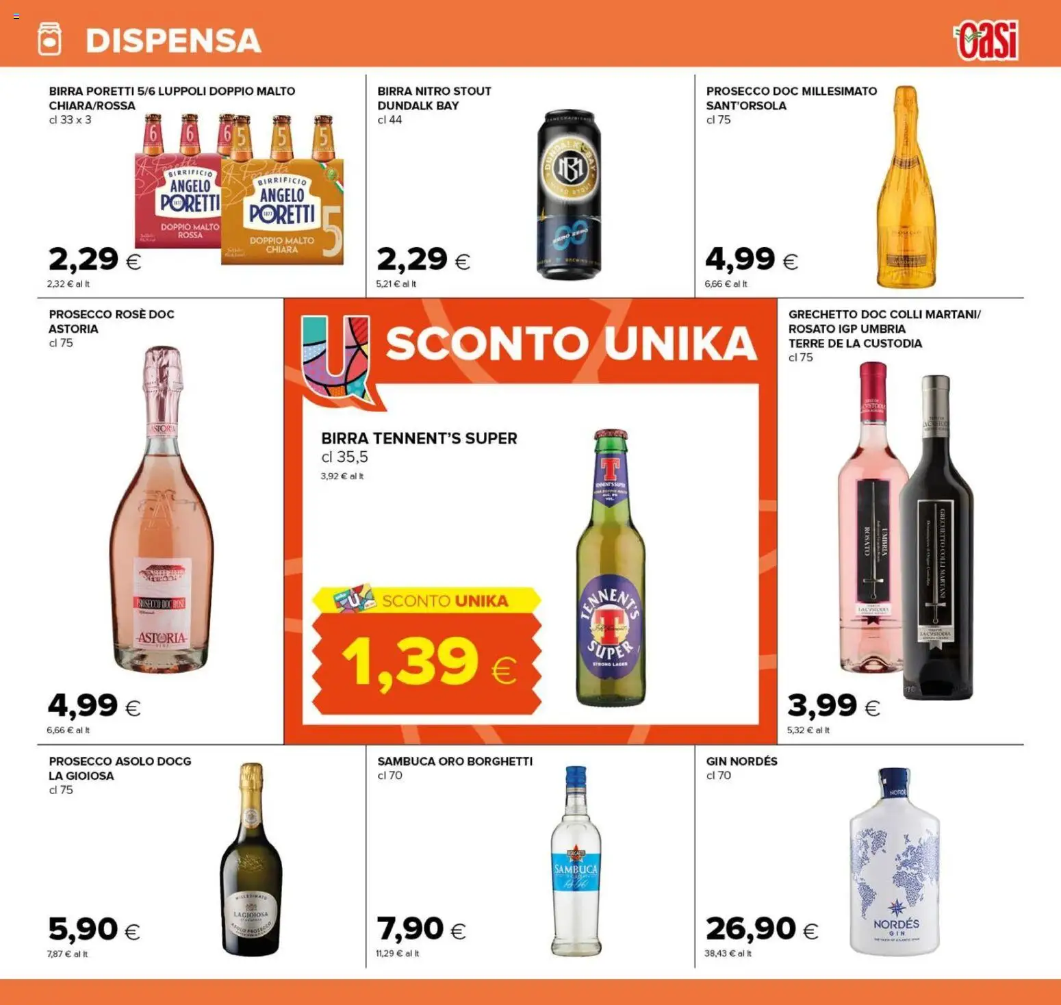 Anteprima dell'opuscolo Oasi volantino Spoltore dal negozio Oasi valido da 04/09/2026 - Birra, Gin, Prosecco, Tennent's, Tennent's Super