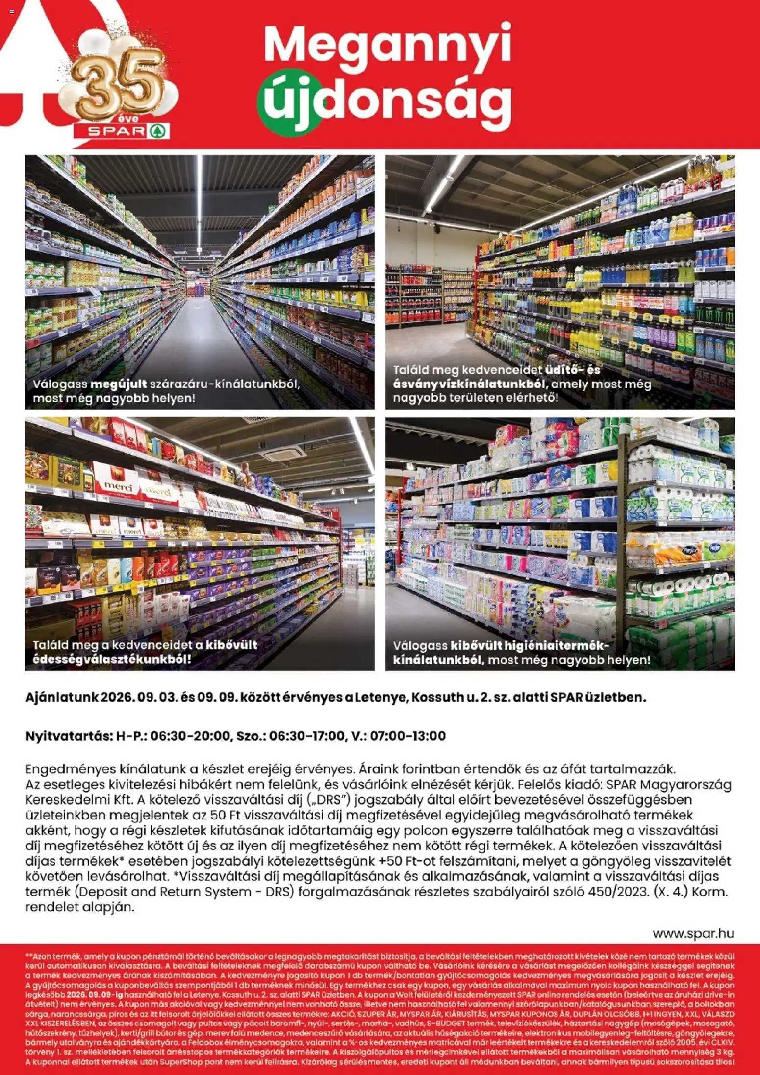 Spar - Spar Letenye üzlet megújulás megtekintése, amely érvényes 2026.09.03.-től - Bútor, Szőlő, Merci