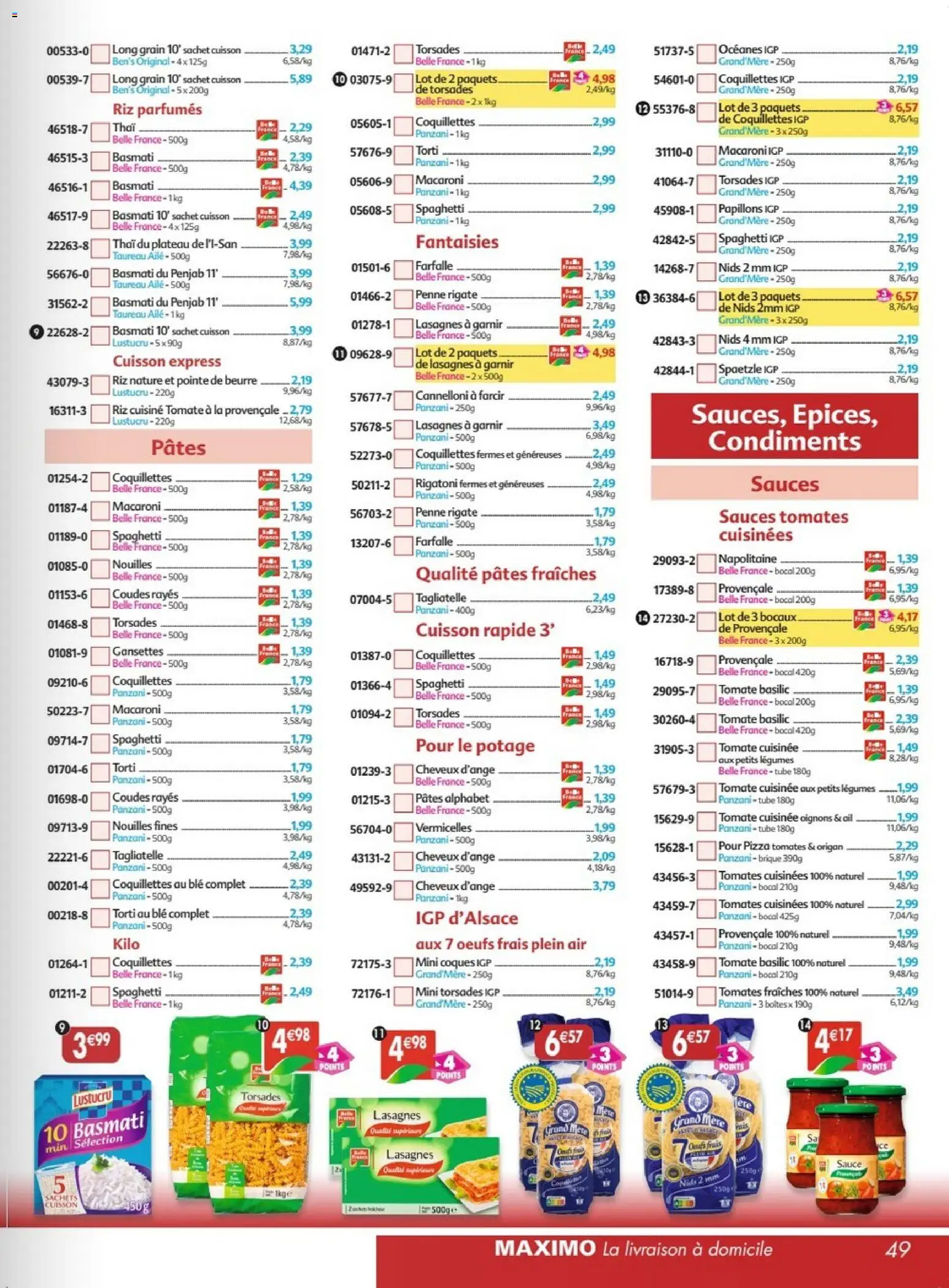 Prévisualisation de Maximo catalogue epicerie du magasin Maximo formulaire valide 26/10/2026 - Pizza, Origan, Tomates, Oignons, Ail, Brique, Blé, Coquillettes