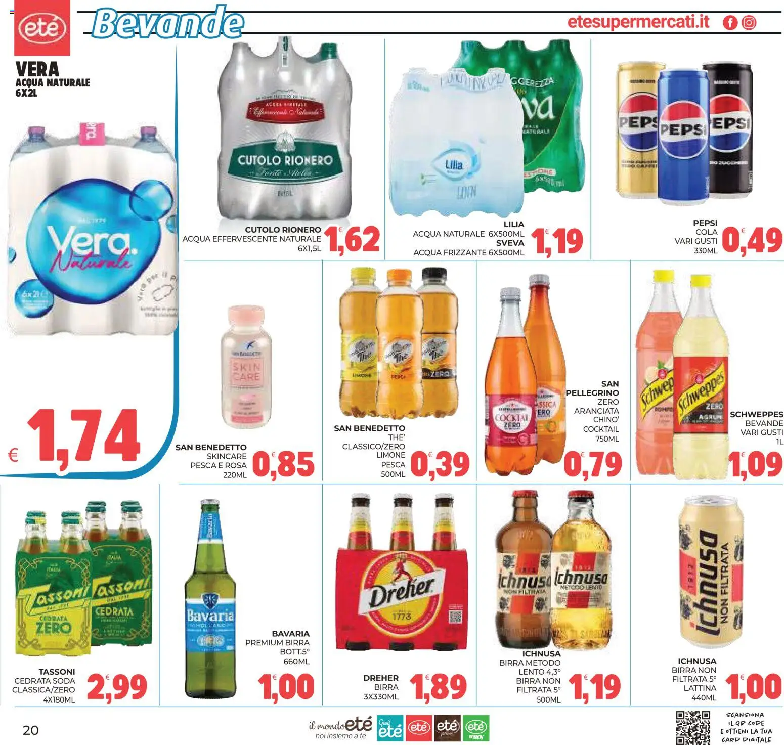 Anteprima dell'opuscolo Eté volantino dal negozio Eté valido da 23/10/2026 - Acqua, Cocktail, Birra, Limone, Pesca, Pepsi, Tè, Cedrata