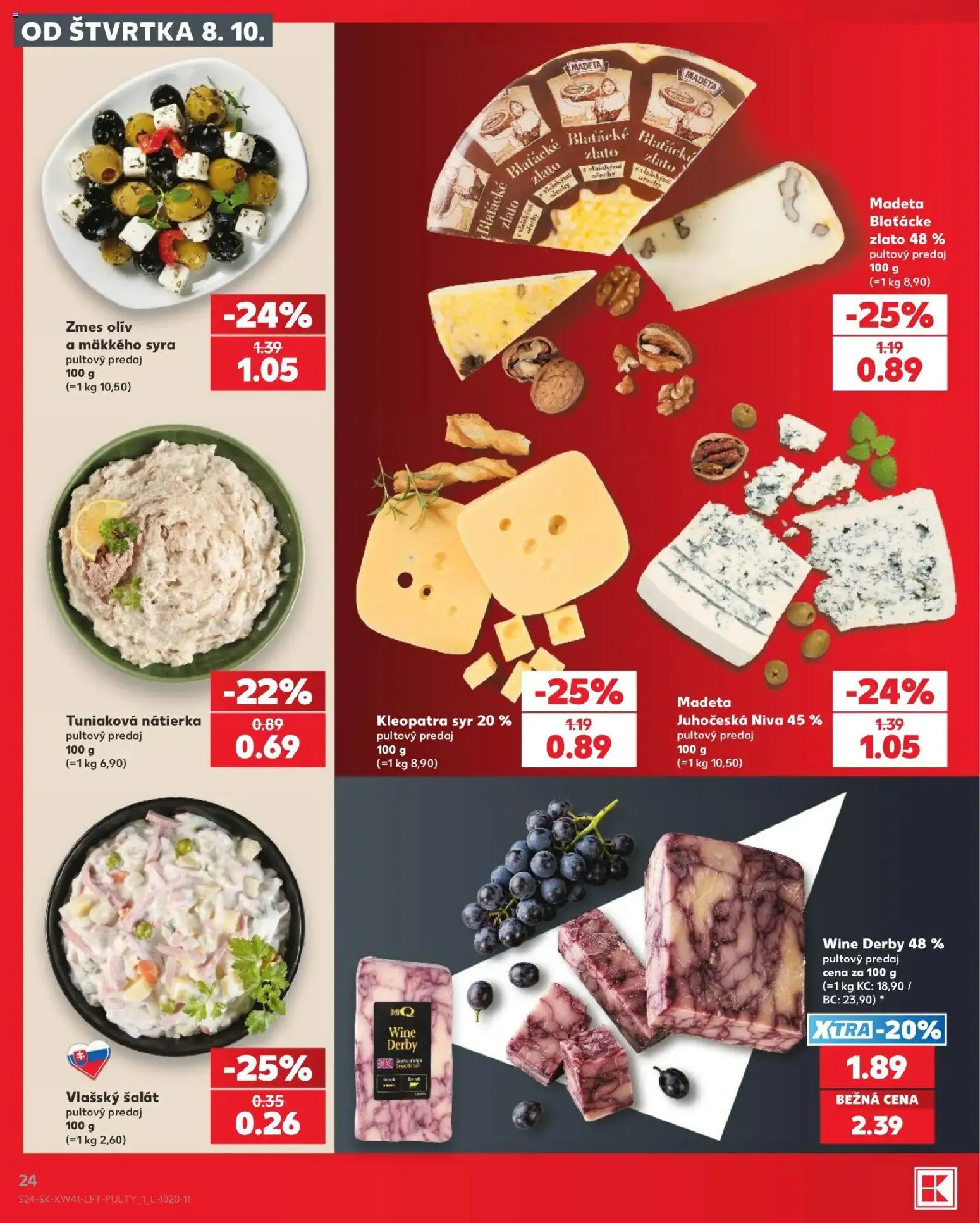 Náhľad Kaufland letáku platného od 08.10.2026 - Syr, Šalát, Orechy, Niva, Nátierka