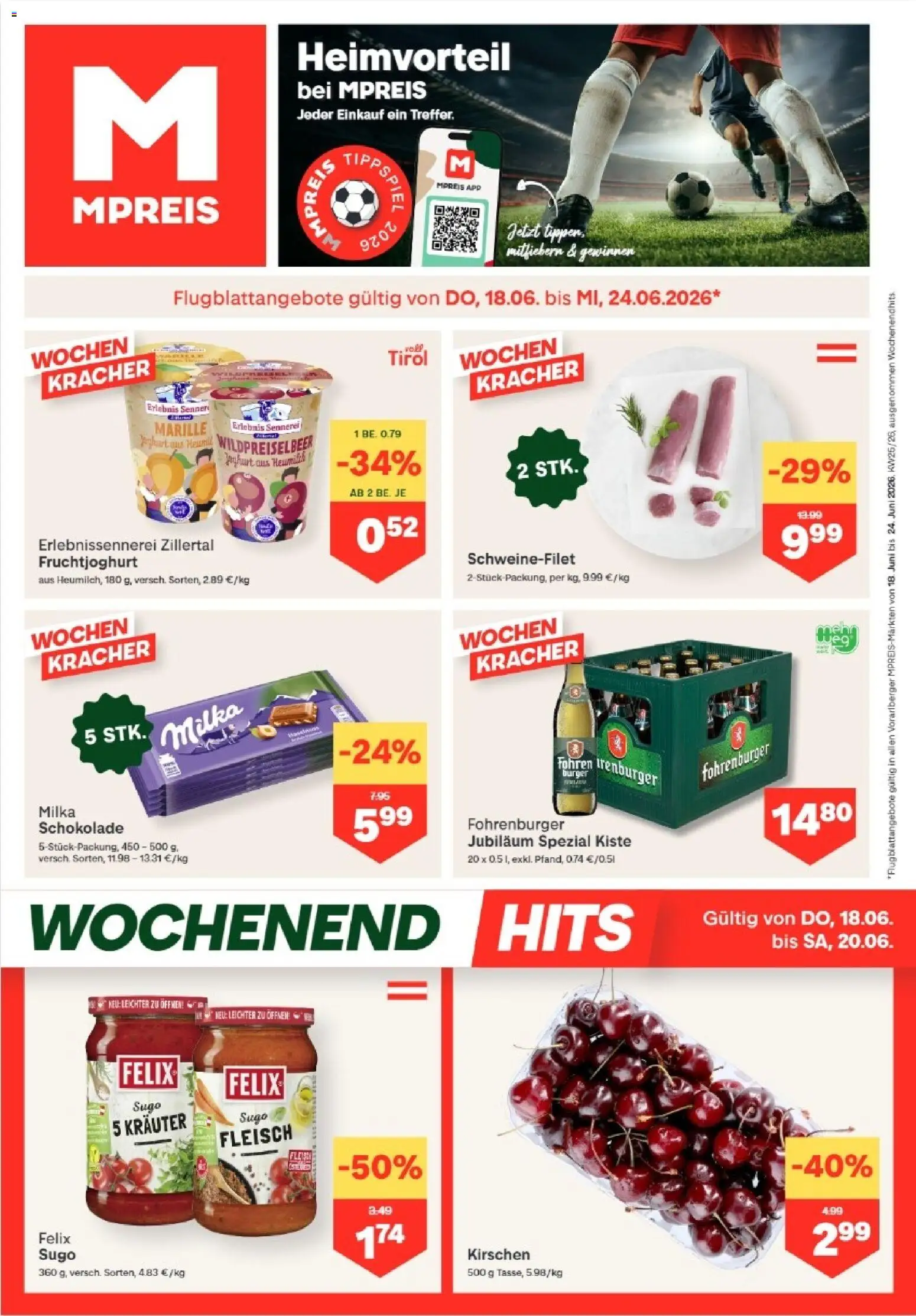 Vorschau der Angebote: MPREIS MPREIS Hohenems gültig ab 18.06.2026 - Burger, Schokolade
