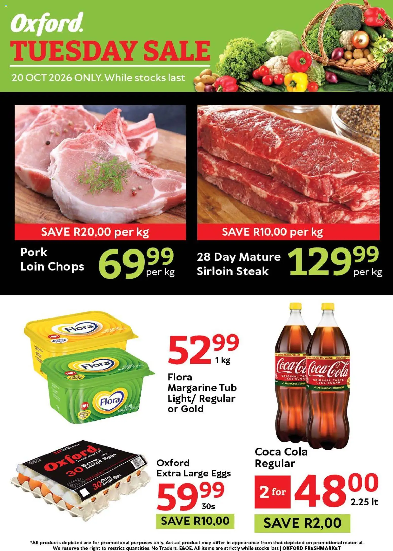 Preview of Oxford Freshmarket flyer valid from 20/10/2026 - Eggs, Steak, Sugar, Pork, Margarine, Spread, Fat spread