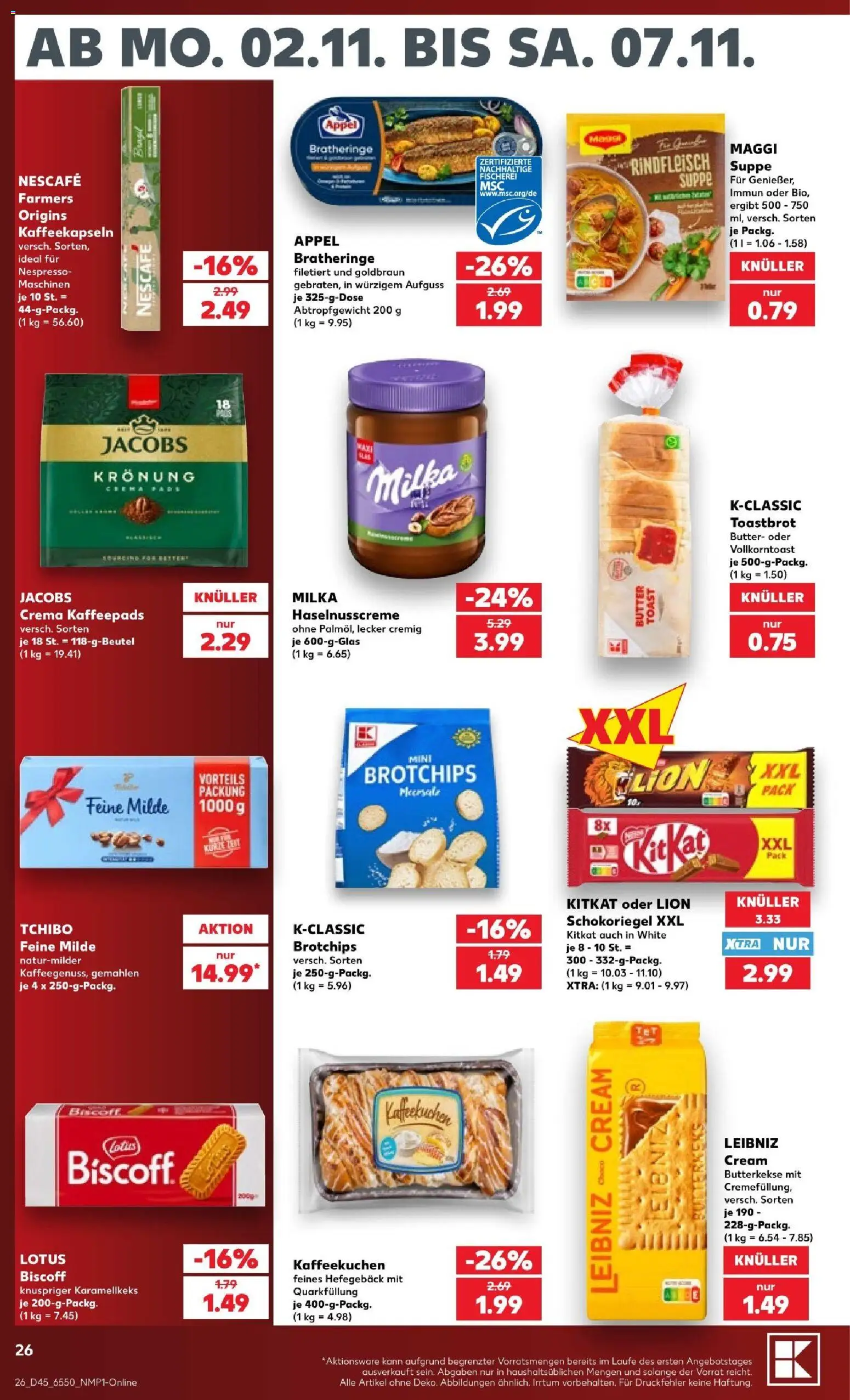 Vorschau von dem Prospekt des Geschäftes Kaufland, gültig ab dem 31.10.2026 - Maggi, Kaki, Milka, Toastbrot, Rindfleisch, Toast, Nescafe, Butterkekse