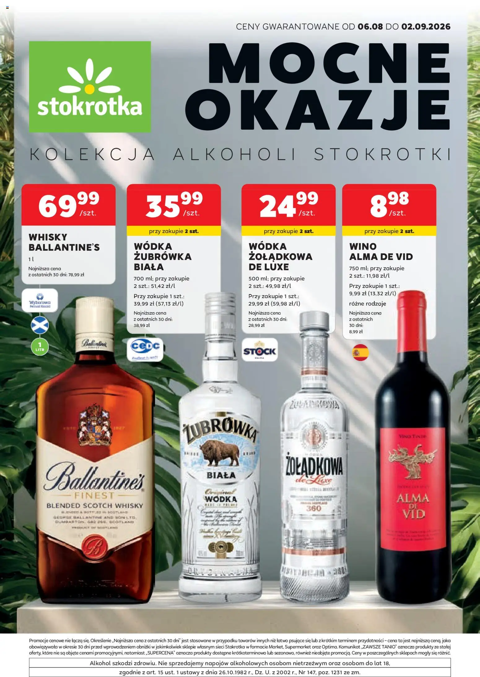Pogląd gazetki "Stokrotka gazetka - Oferta alkoholowa" ze sklepu Stokrotka ważnej od 06.08.2026 - Stokrotka, Alkohol, Whisky, Wino, Wódka, Żubrówka, Scotch whisky