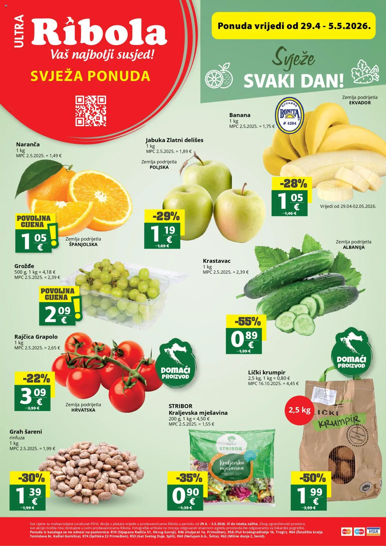 Pregled letka Ribola Svježa Ponuda trgovine Ribola vrijedi od 29.04.2026